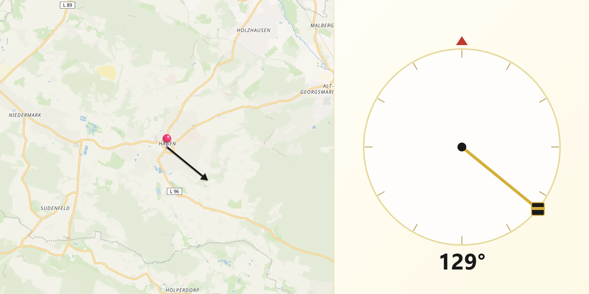 Direzione della Qibla da Hagen