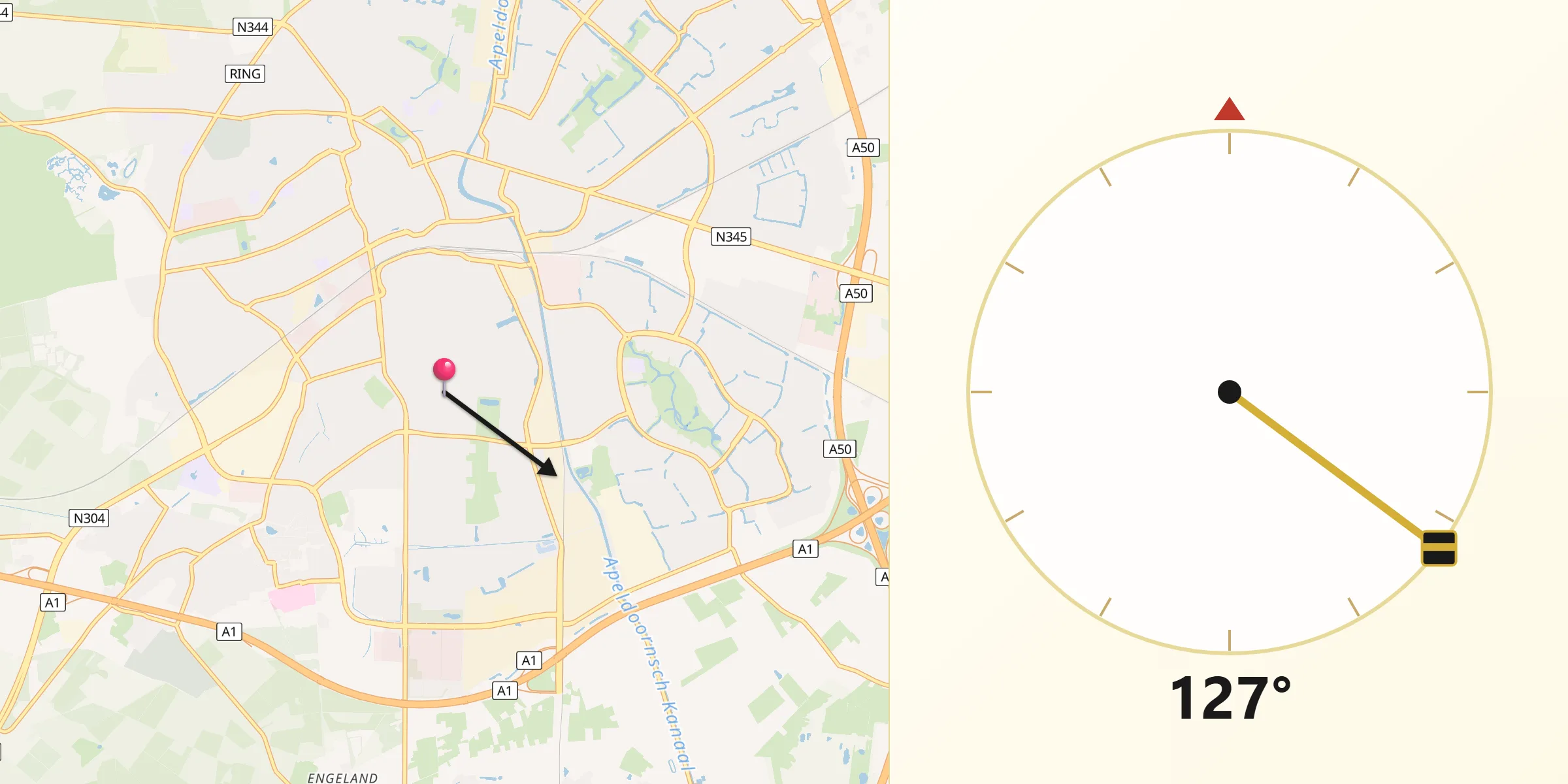 Qibla Richting vanaf Vogelkwartier