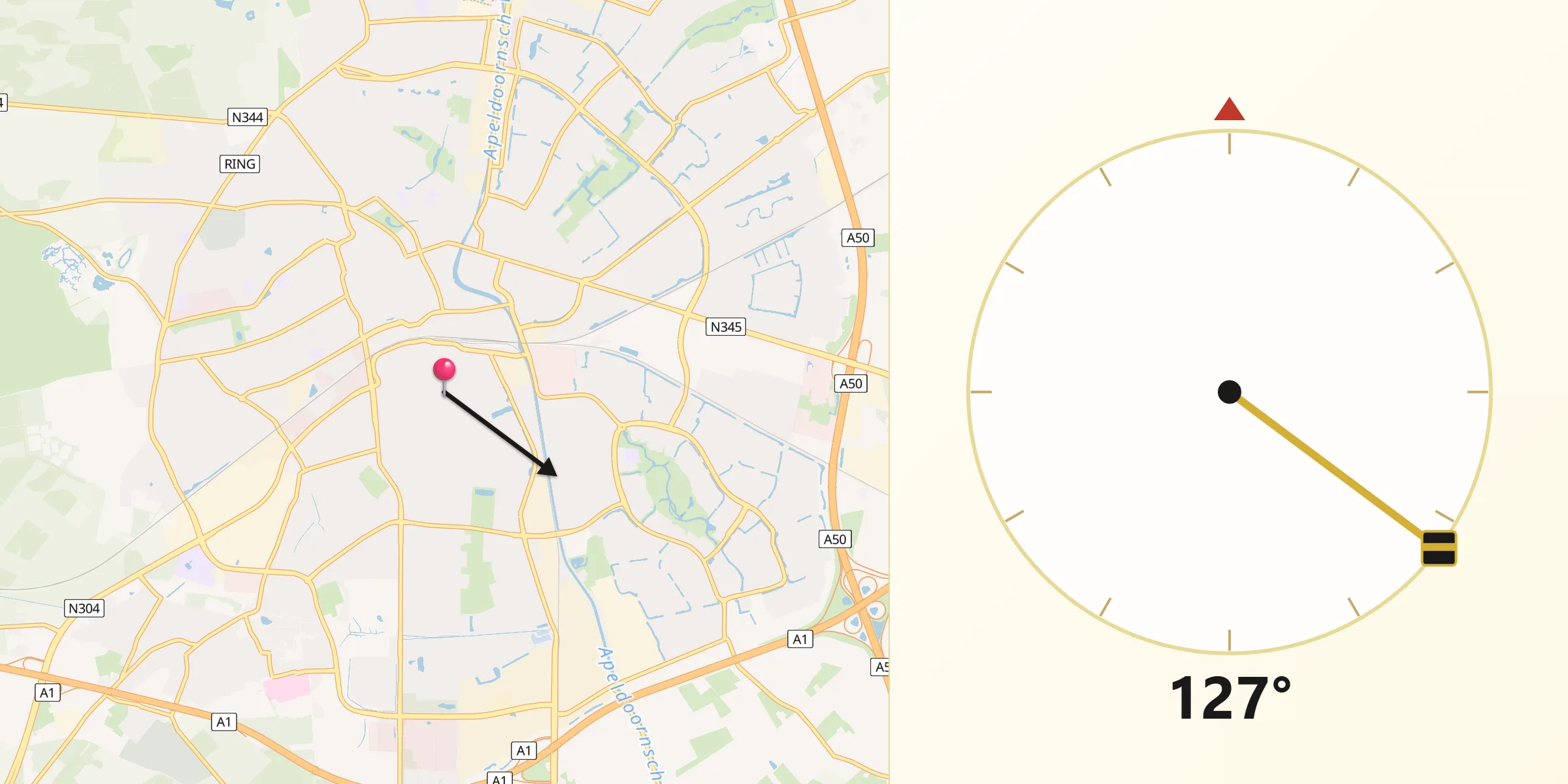 Qibla Richting vanaf Brummelhof