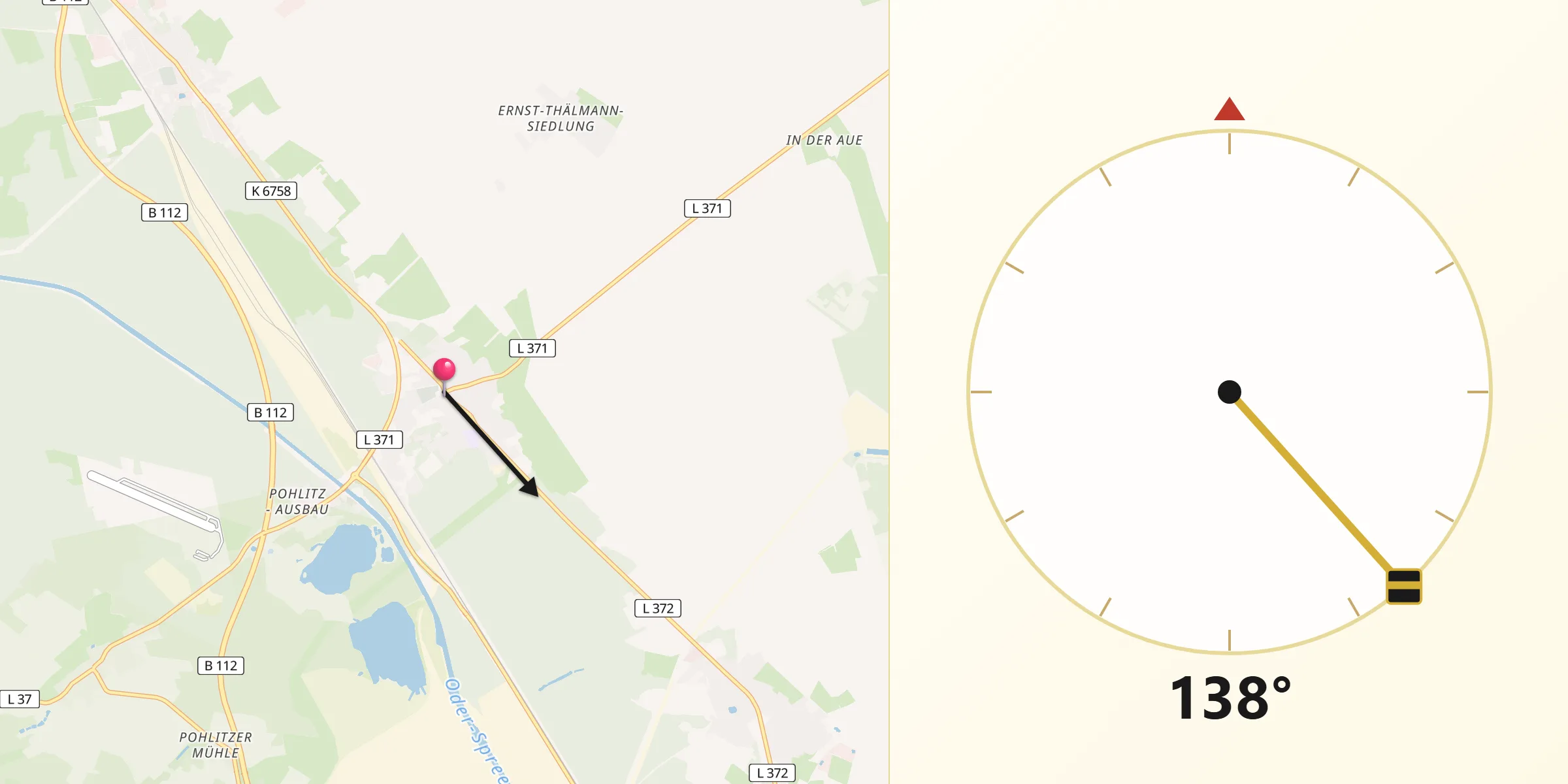 Qibla-Richtung von Ziltendorf