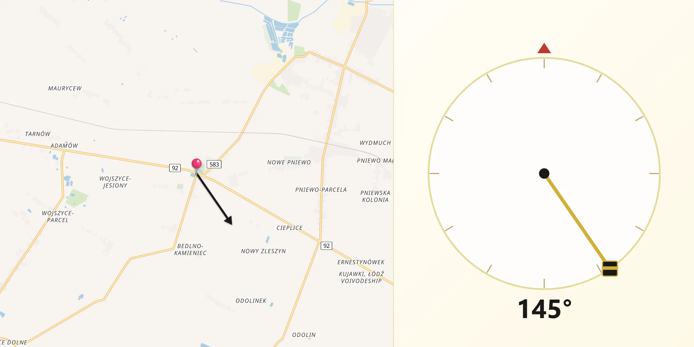 Kierunek Qibla z Bedlno