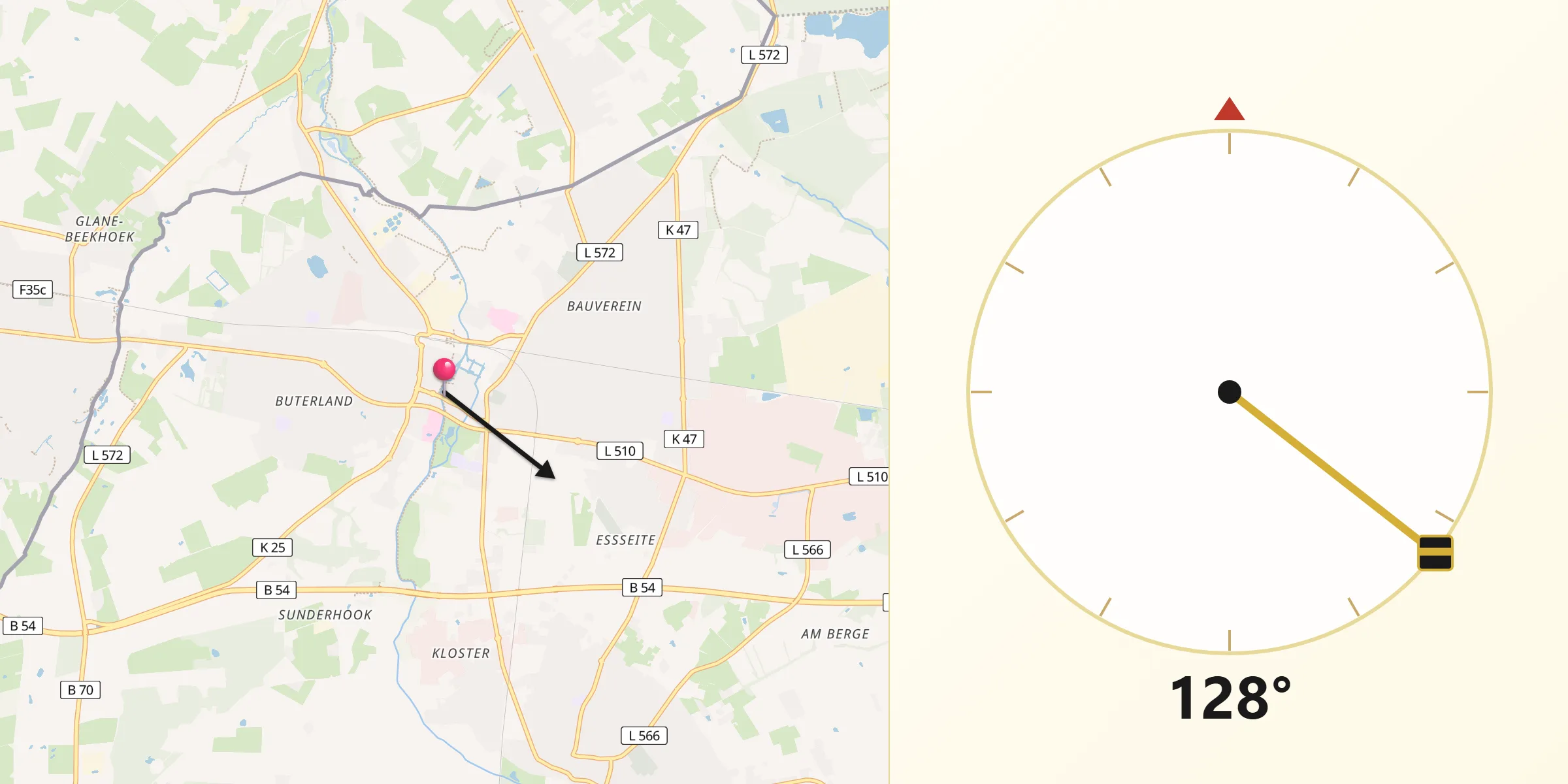 Qibla-Richtung von Gronau
