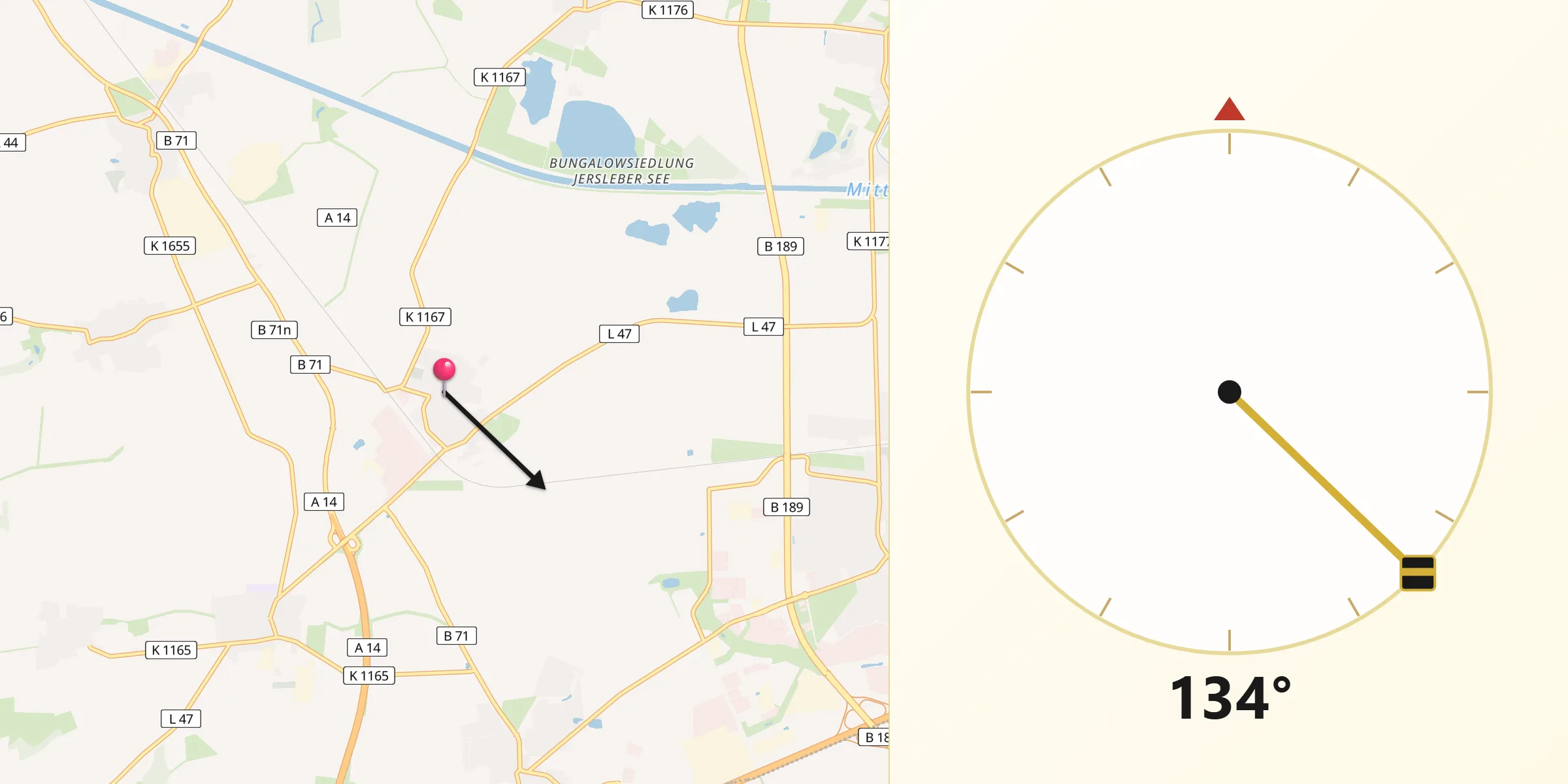 Qibla-Richtung von Meitzendorf