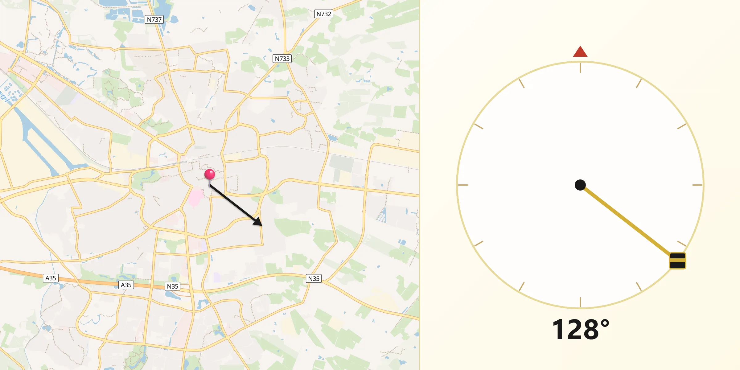 Qibla Richting vanaf Enschede