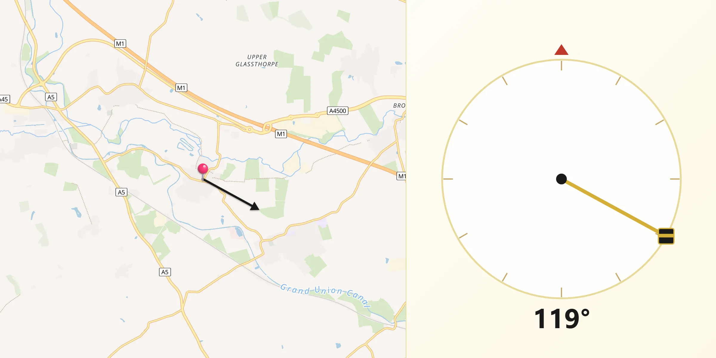 Qibla Direction from Nether Heyford