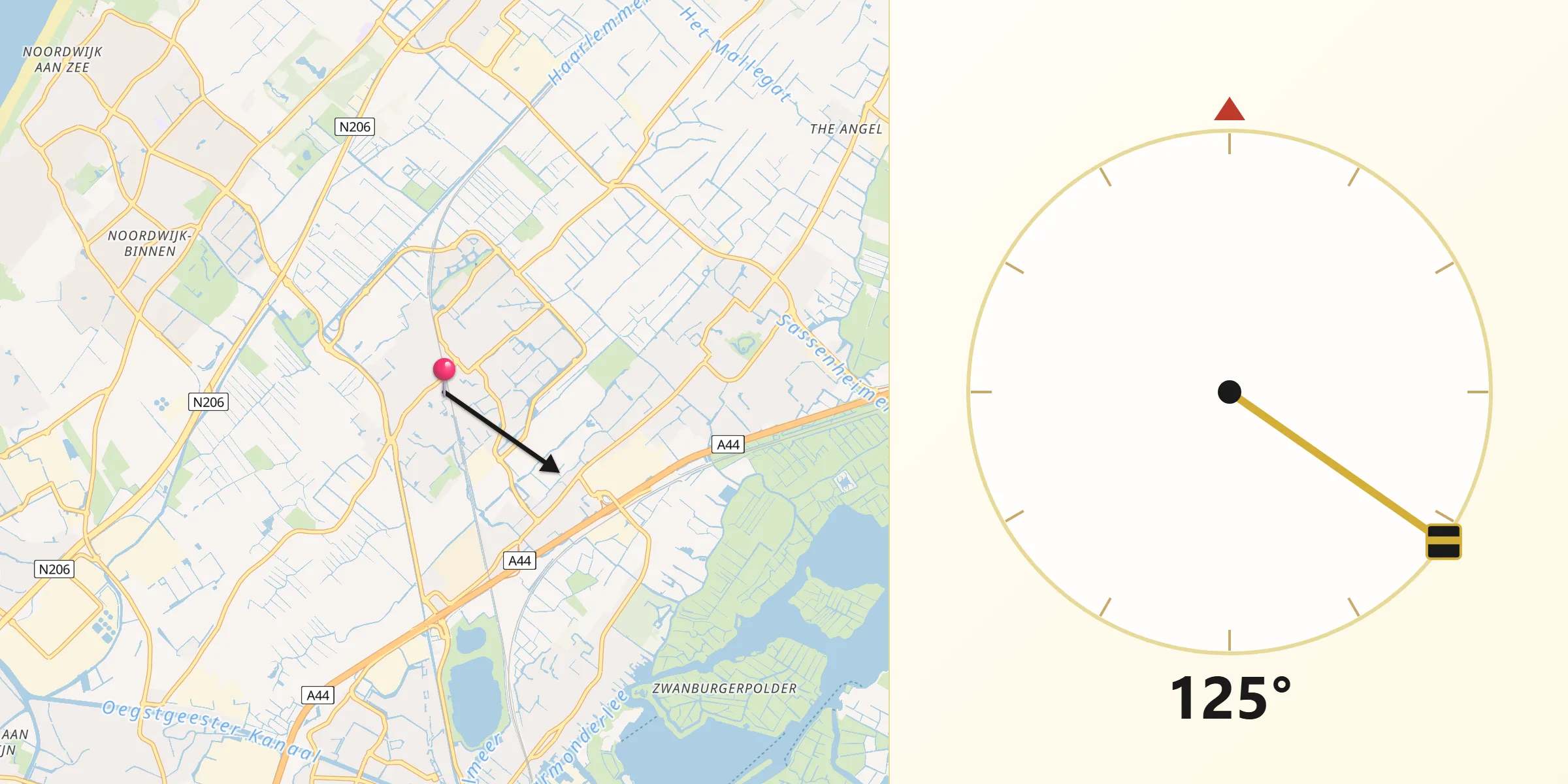 Qibla Richting vanaf Voorhout
