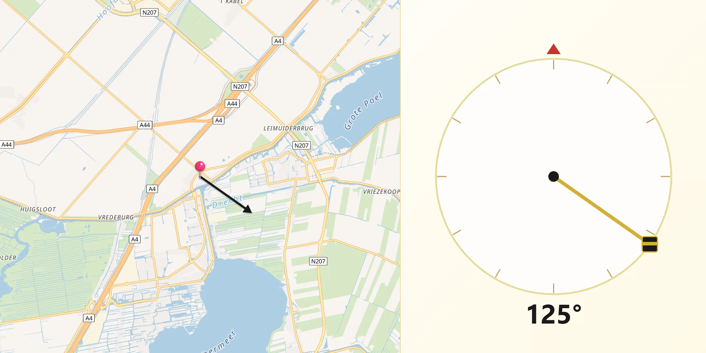 Qibla Richting vanaf Weteringbrug