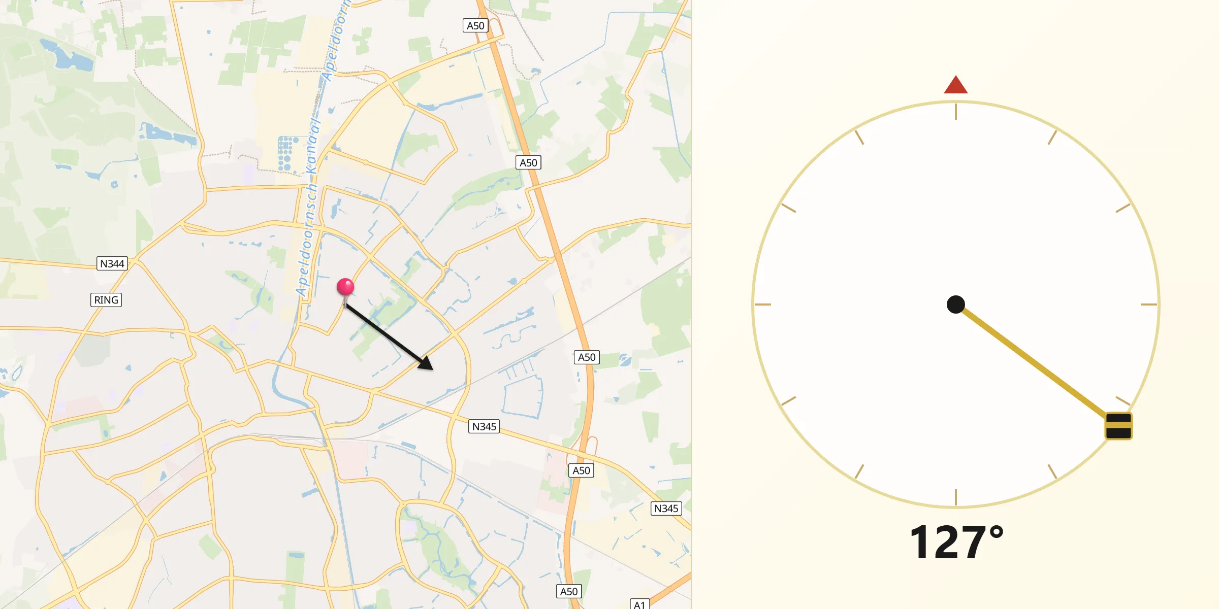 Qibla Richting vanaf Sluisoord