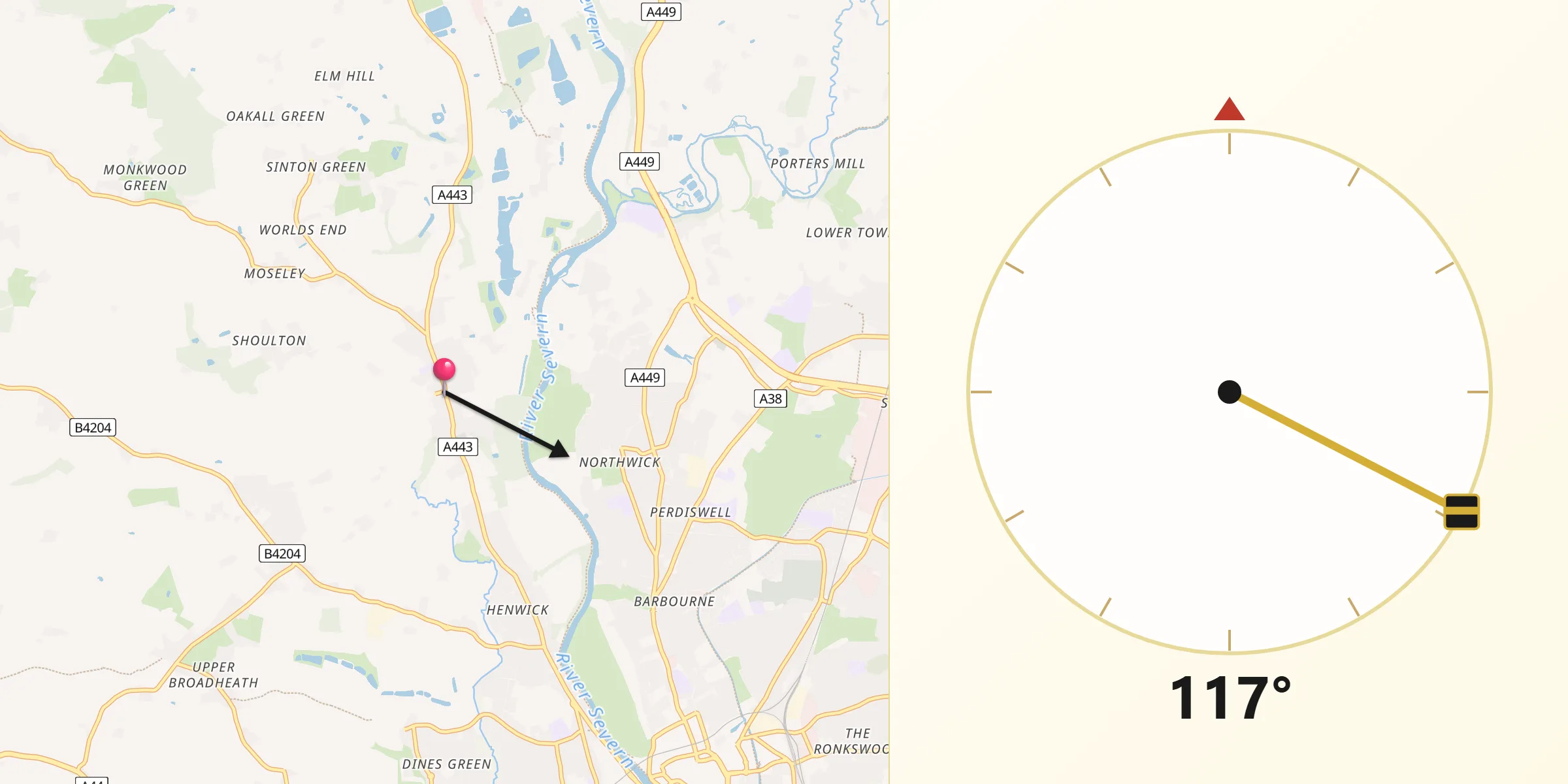 Qibla Direction from Hallow