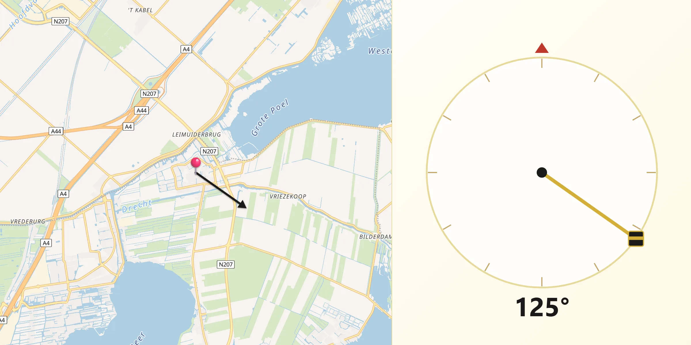 Qibla Richting vanaf Leimuiden