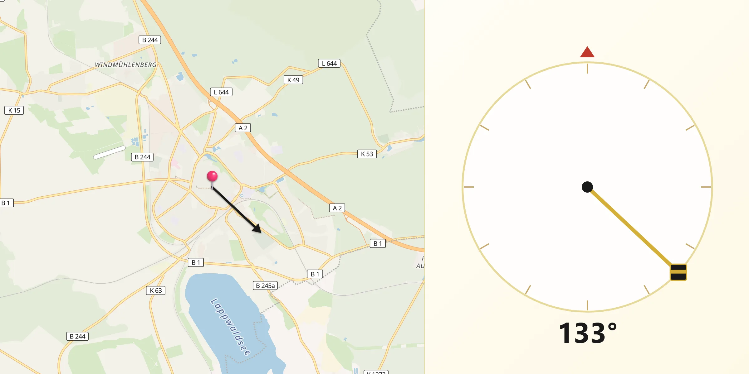 Qibla-Richtung von Helmstedt