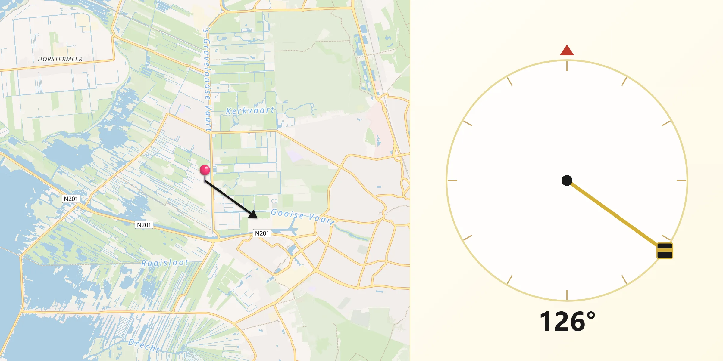 Qibla Richting vanaf Wijdemeren