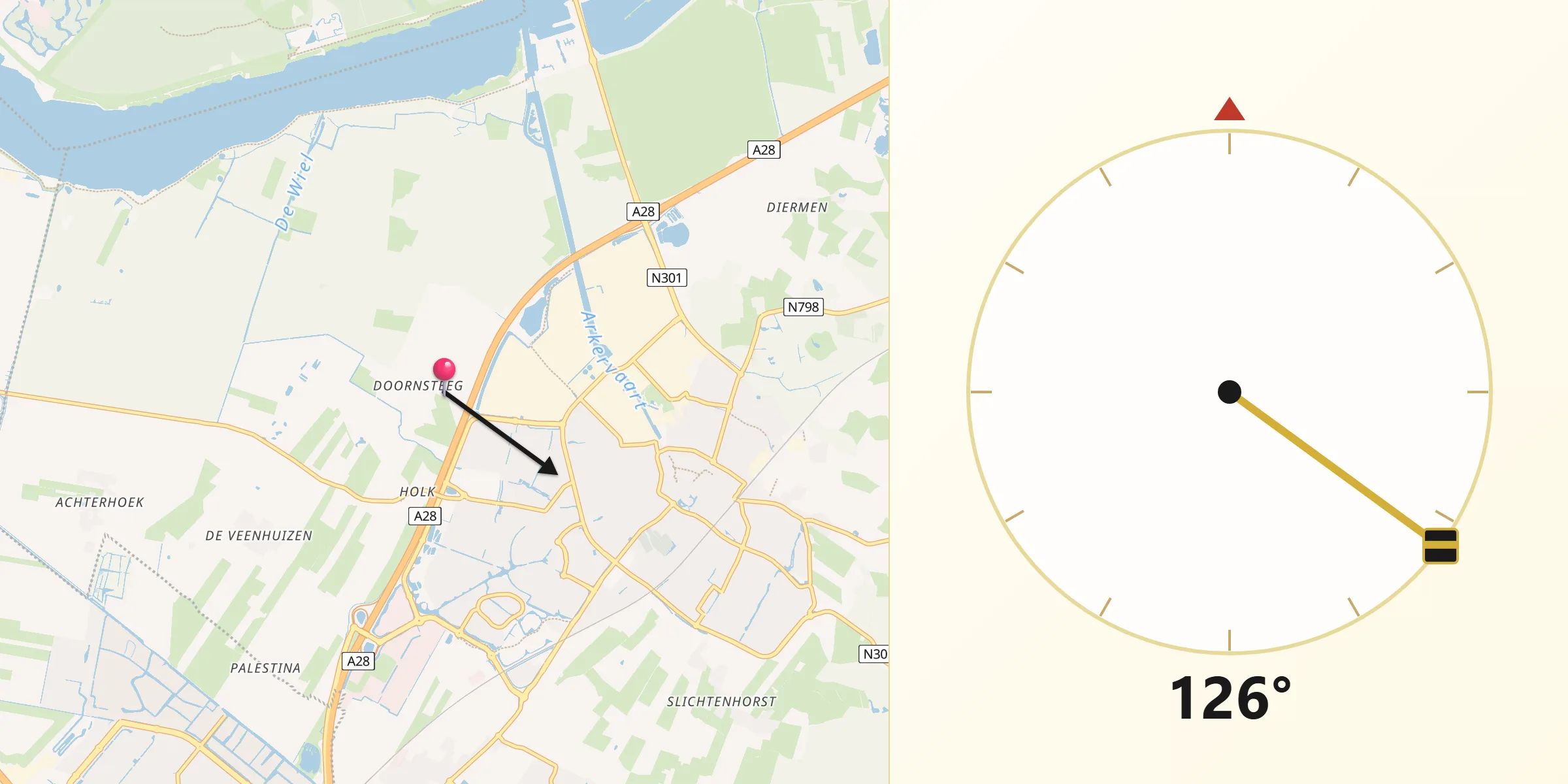 Qibla Richting vanaf Doornsteeg
