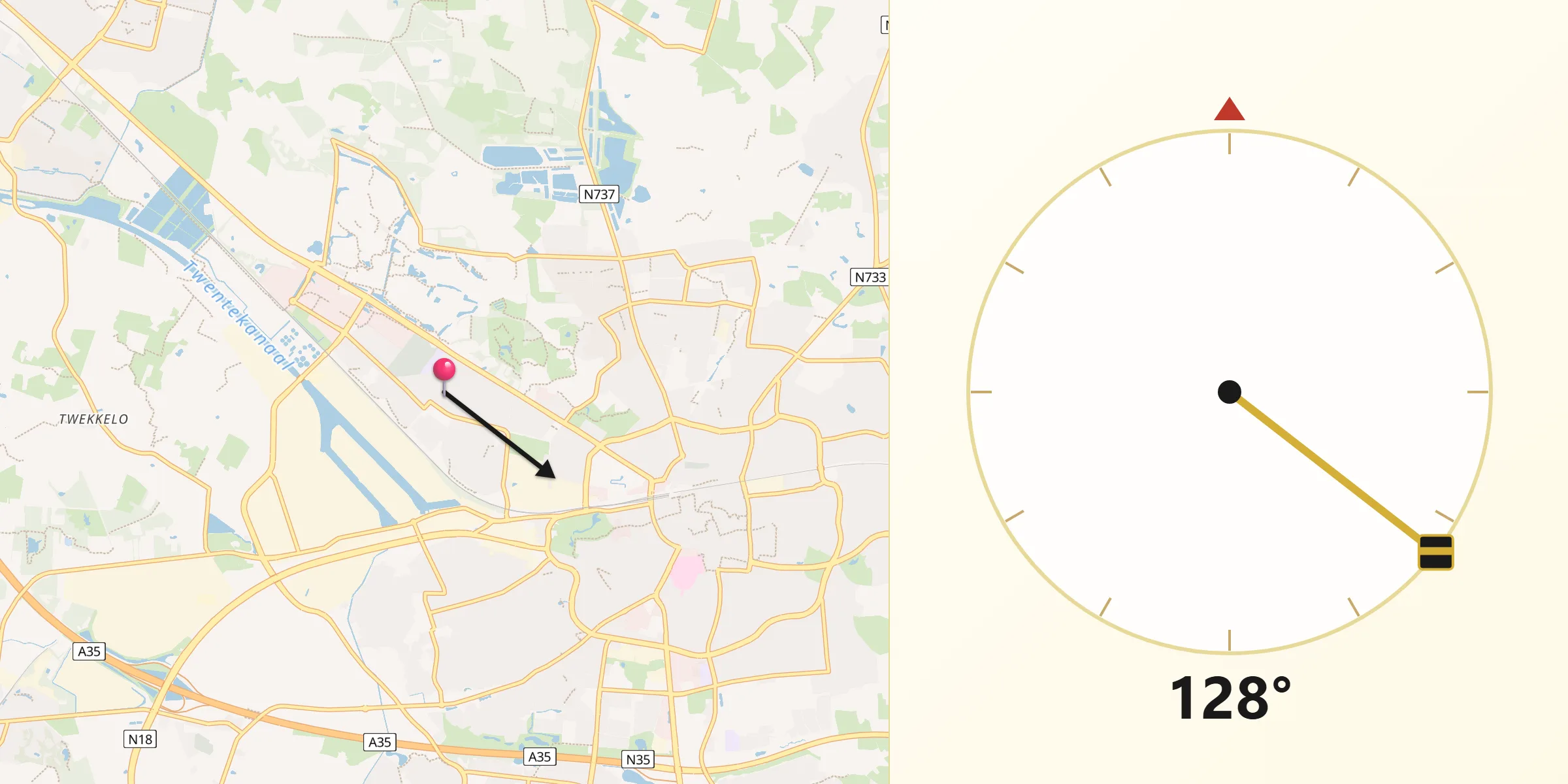 Qibla Richting vanaf Twekkelerveld