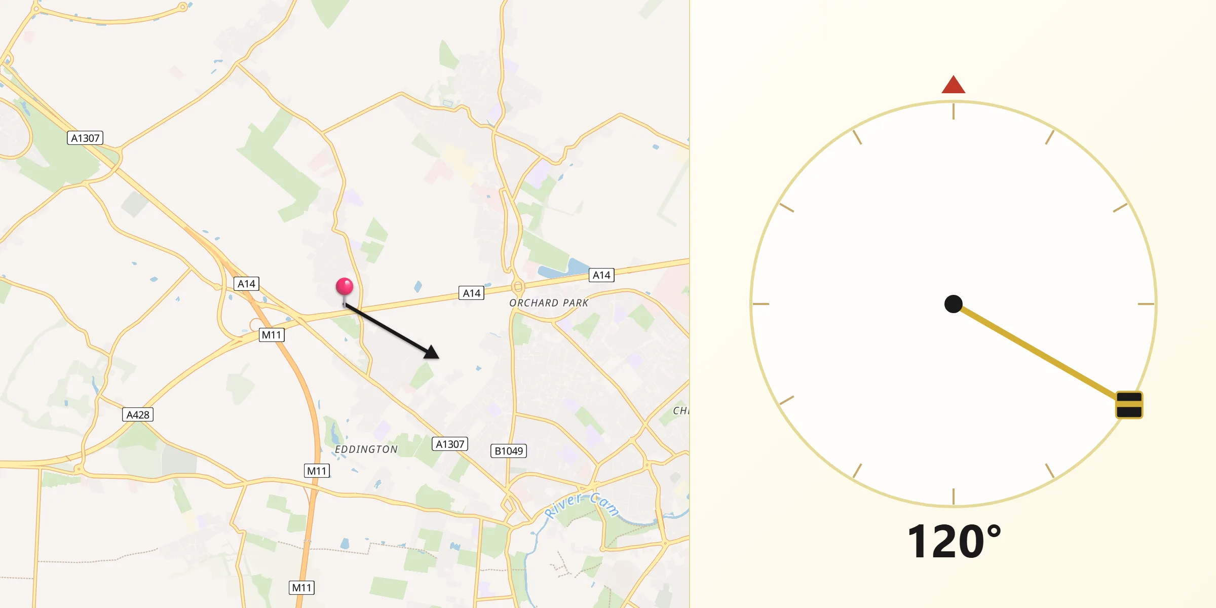 Qibla Direction from Girton