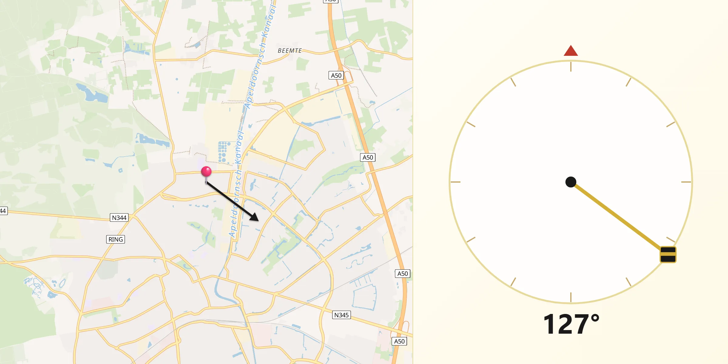 Qibla Richting vanaf Kerschoten