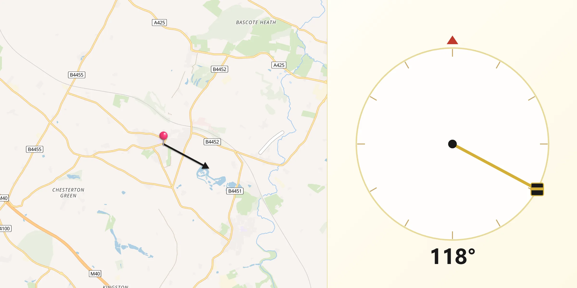 Qibla Direction from Harbury