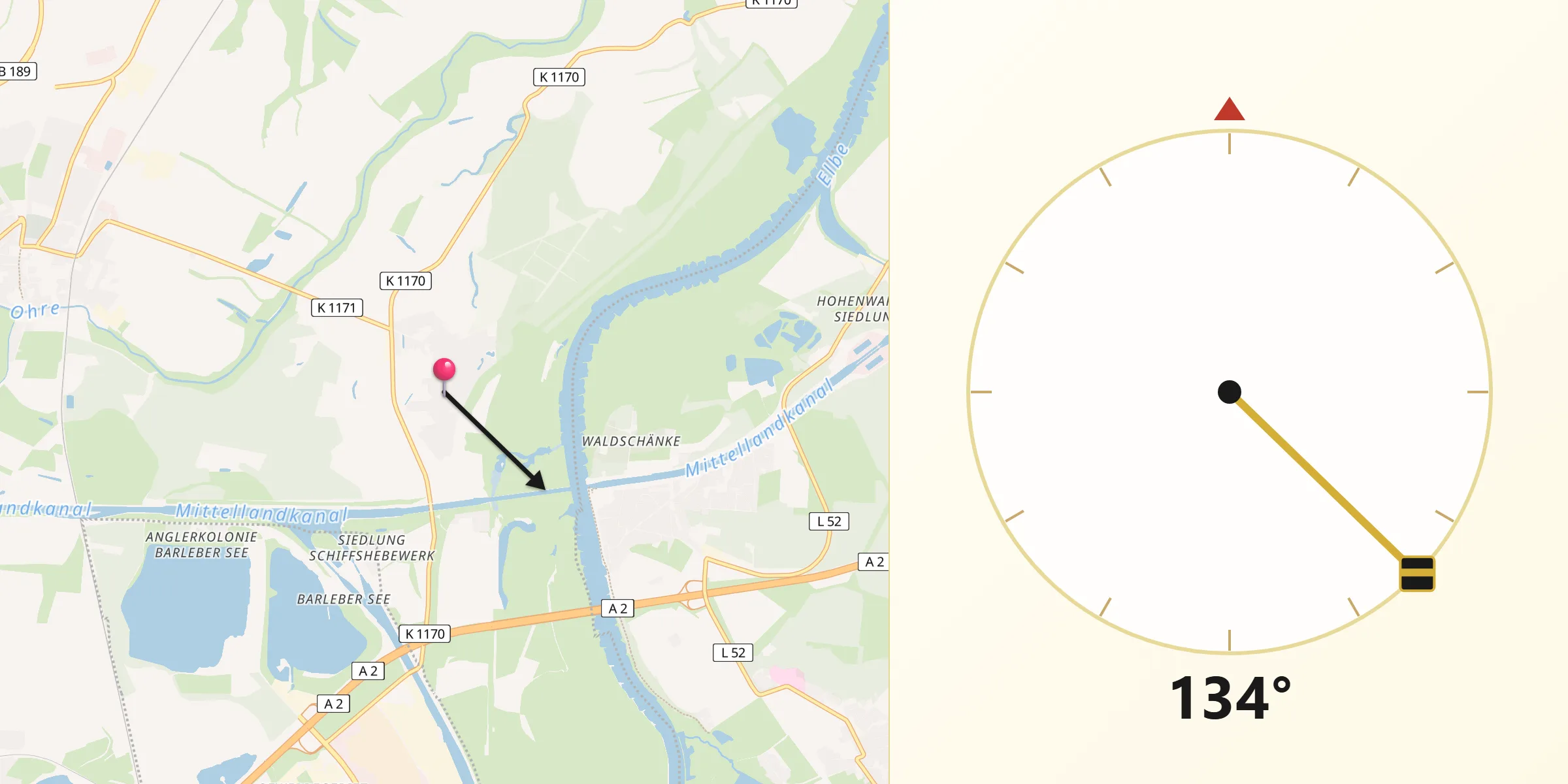 Qibla-Richtung von Glindenberg