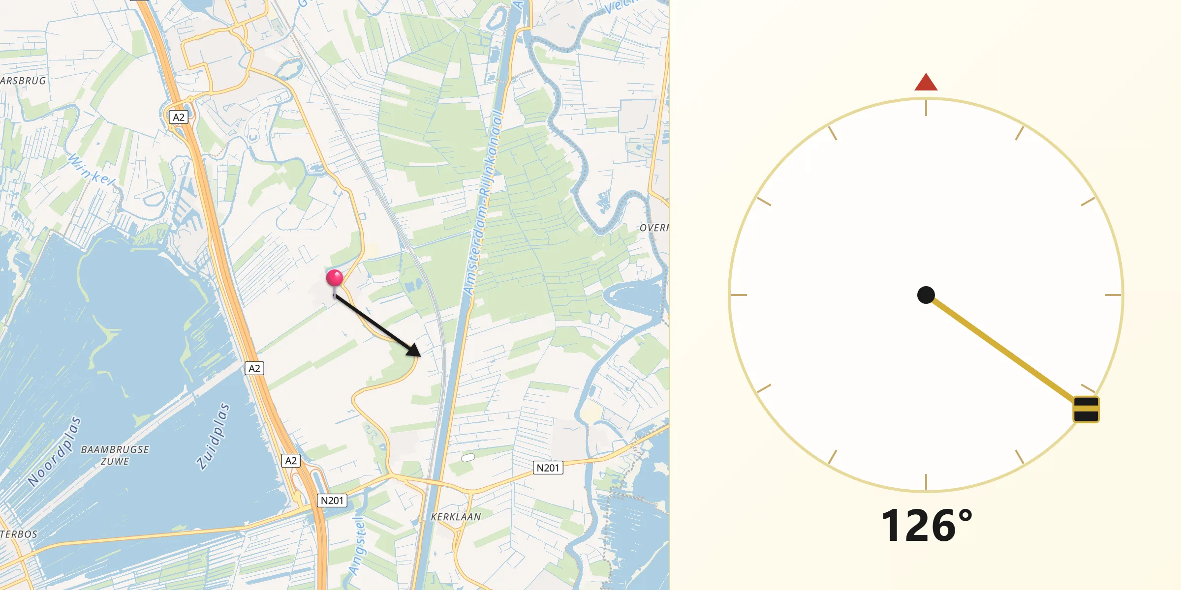 Qibla Richting vanaf Baambrugge