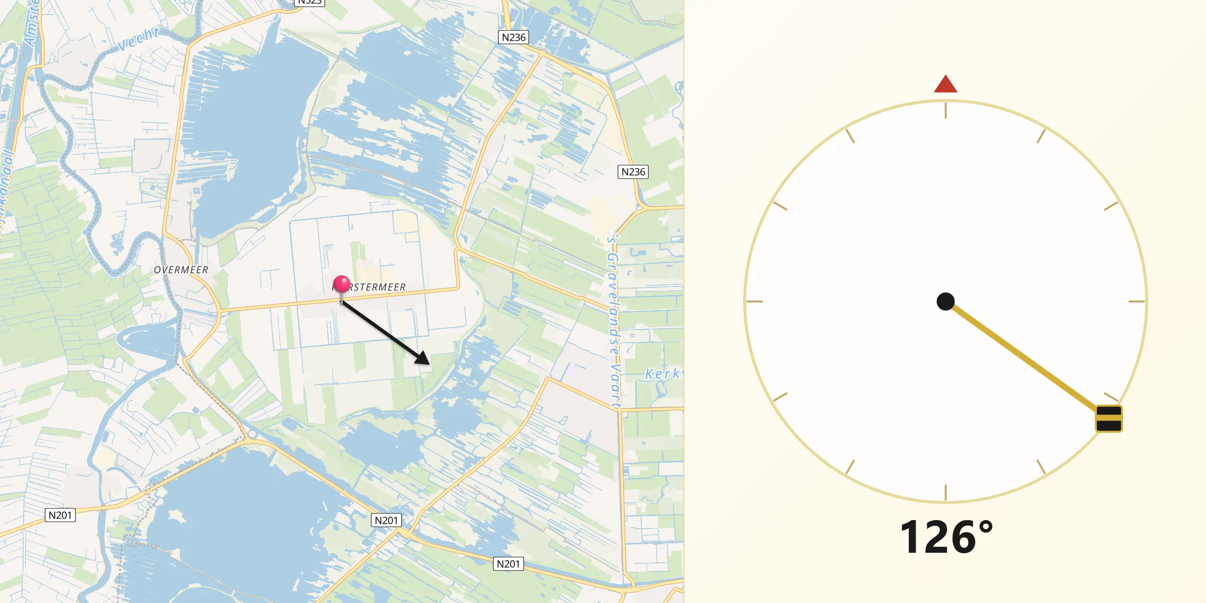Qibla Richting vanaf Horstermeer