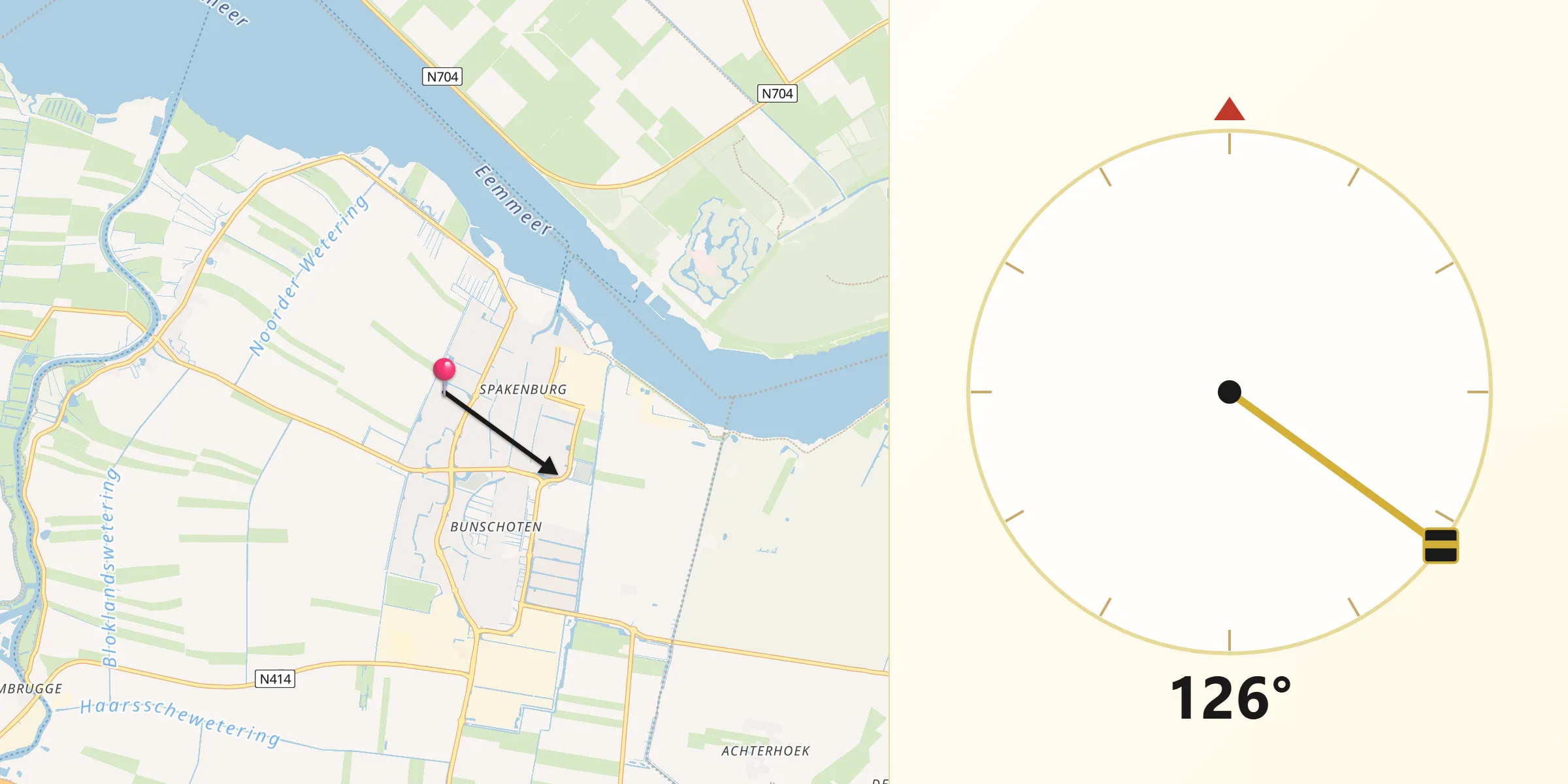 Qibla Richting vanaf Spakenburg