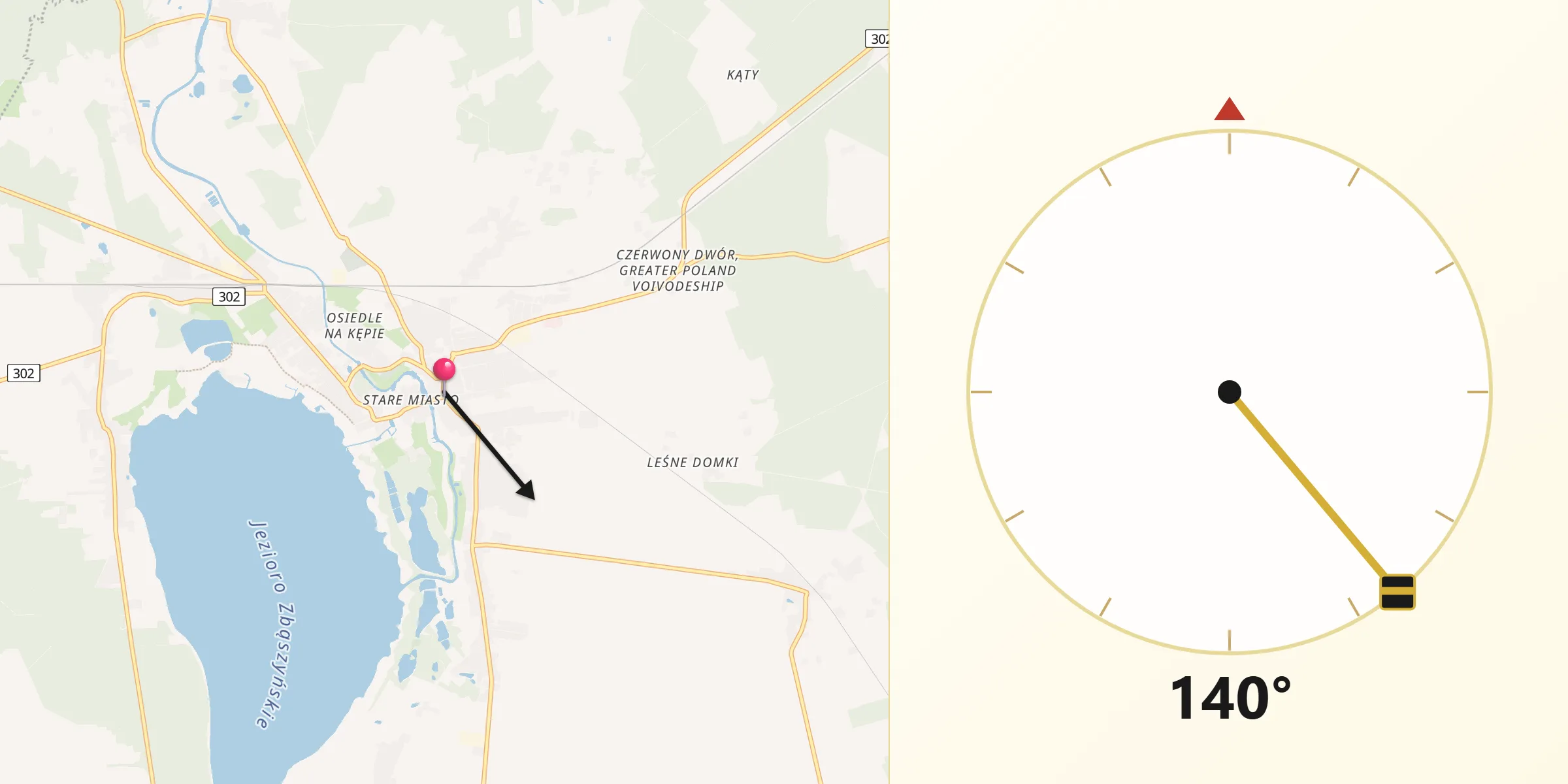 Kierunek Qibla z Zbąszyń