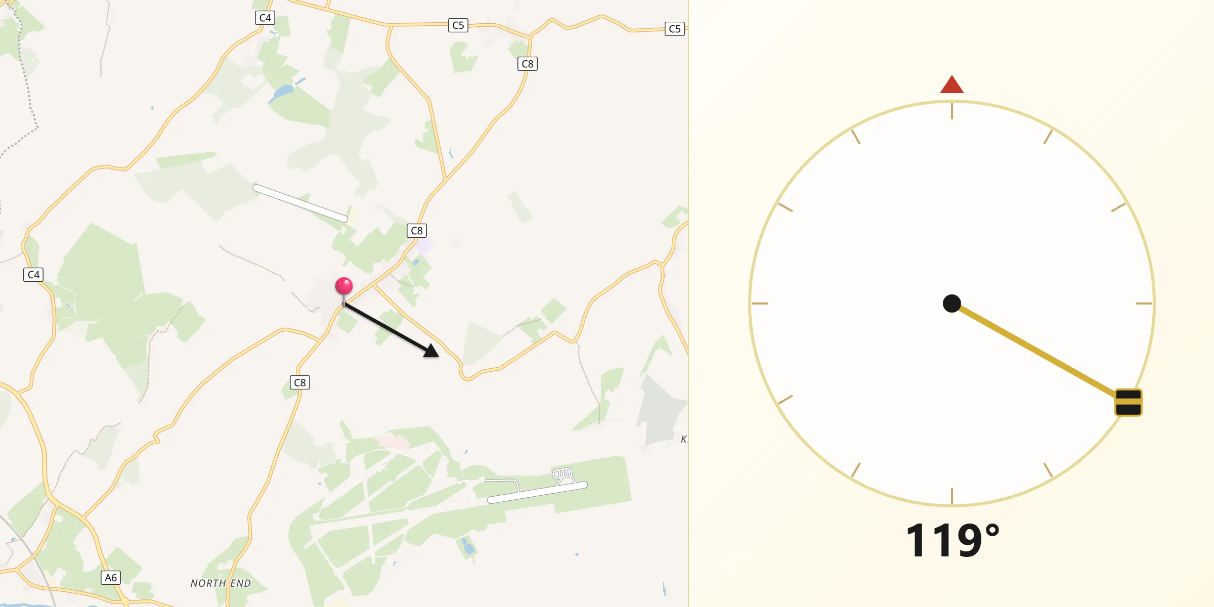 Qibla Direction from Riseley