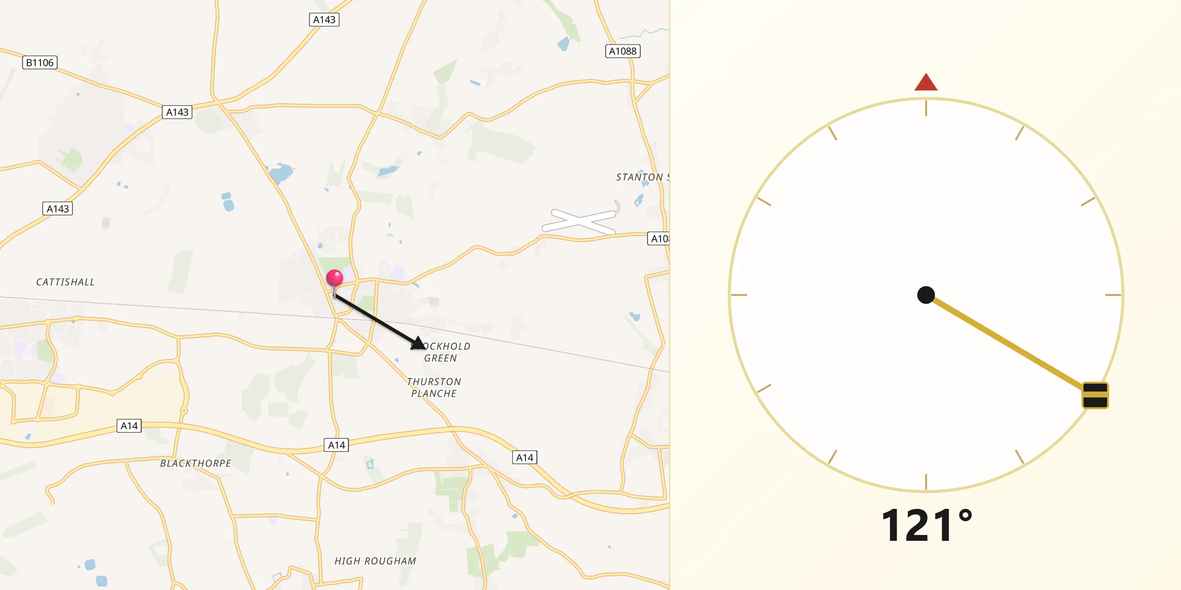 Qibla Direction from Thurston