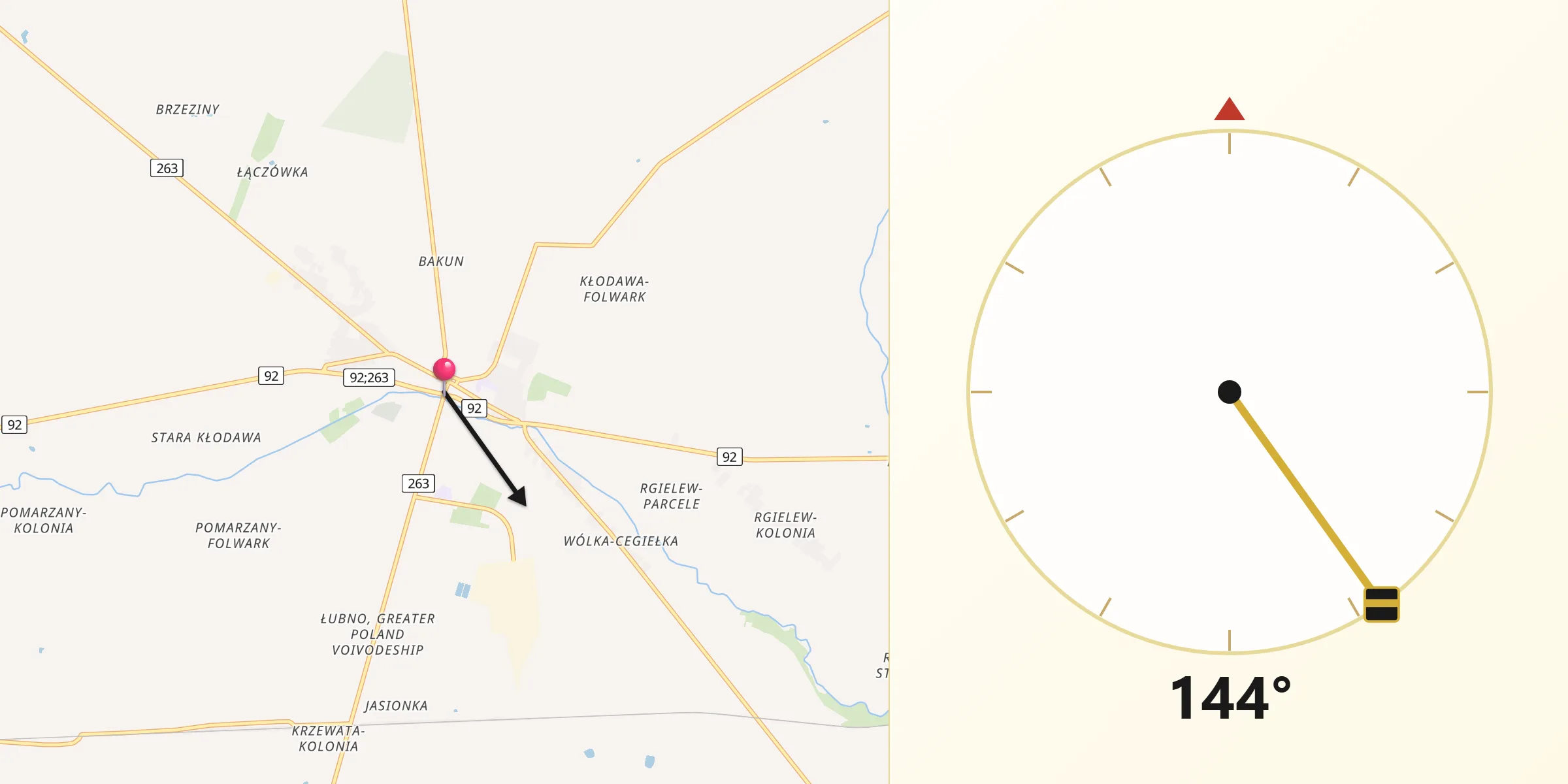 Kierunek Qibla z Kłodawa