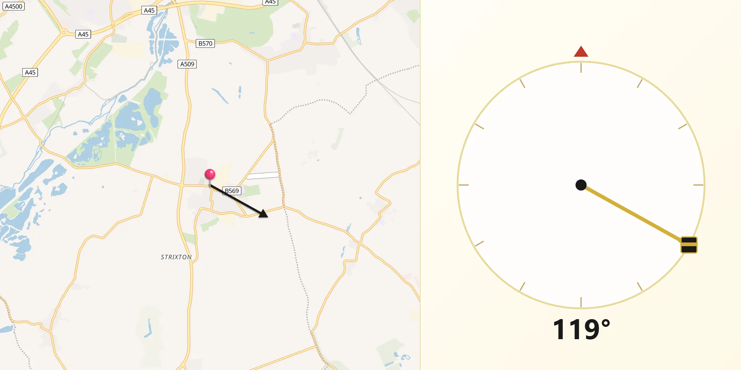 Qibla Direction from Wollaston