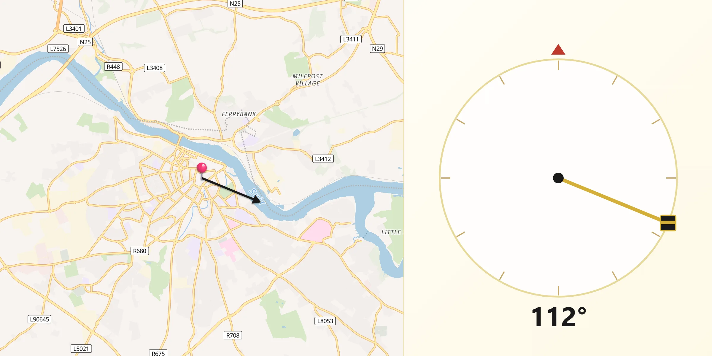 Qibla Direction from Waterford