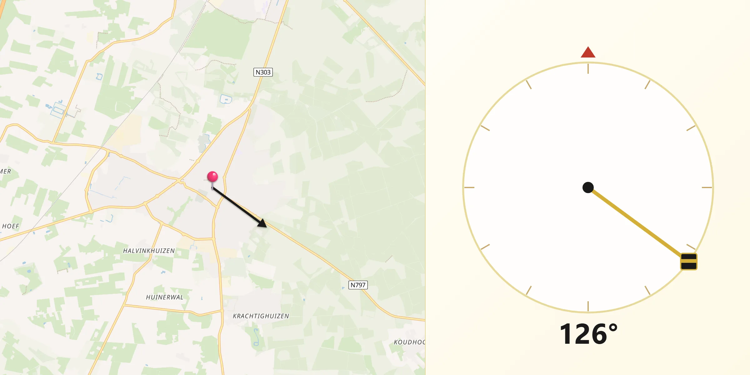 Qibla Richting vanaf Putten