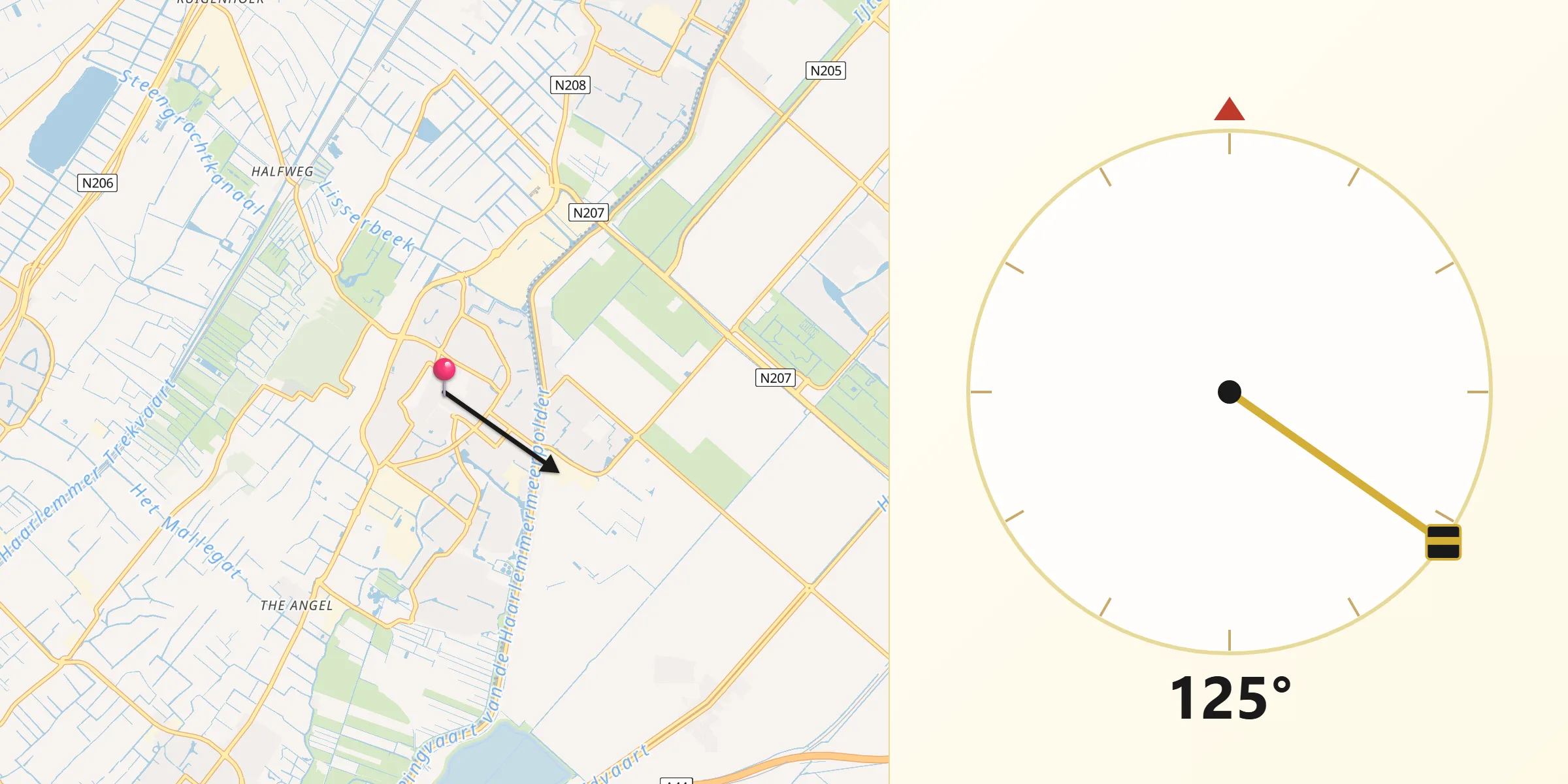 Qibla Richting vanaf Lisse