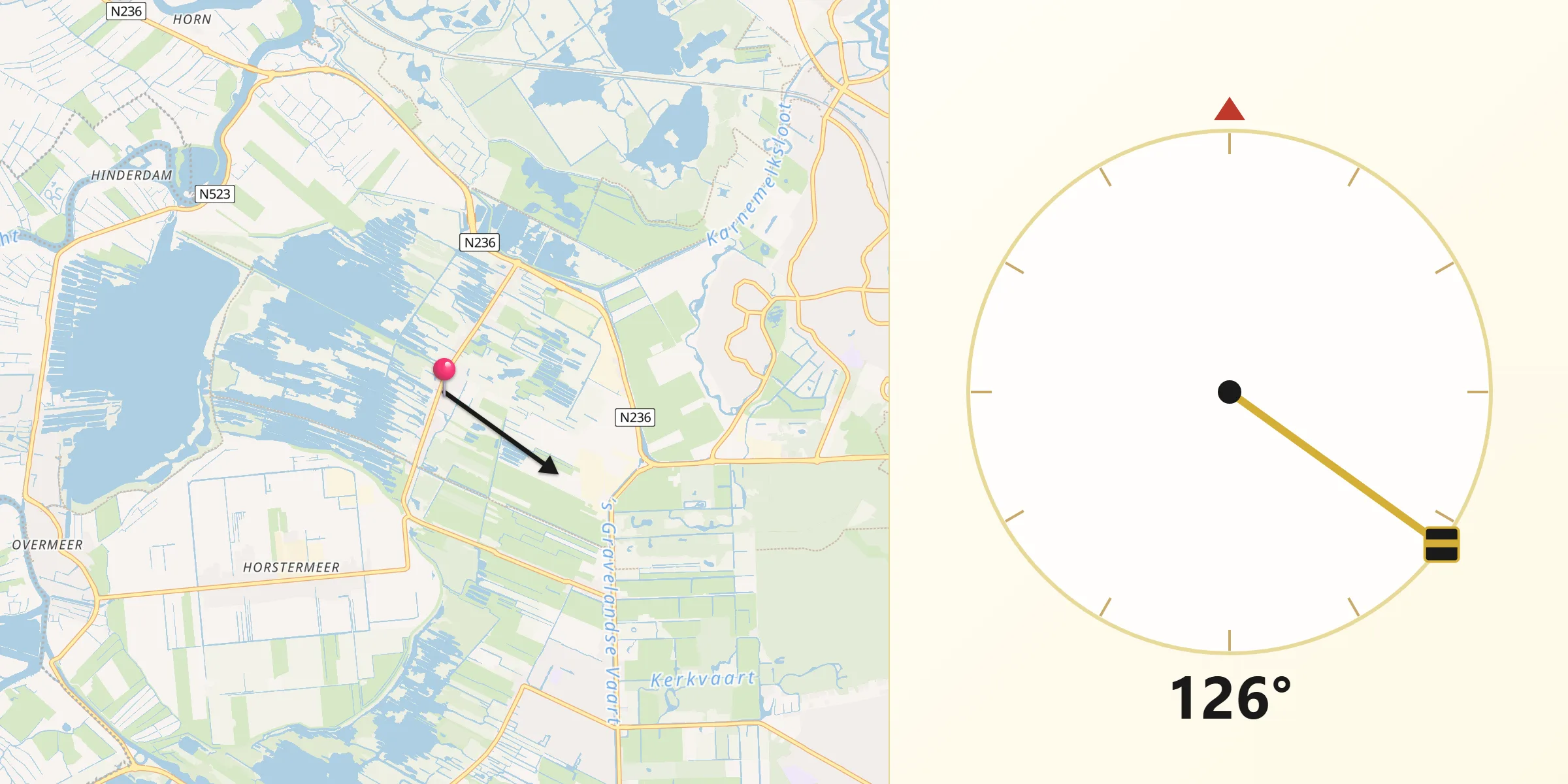 Qibla Richting vanaf Ankeveen