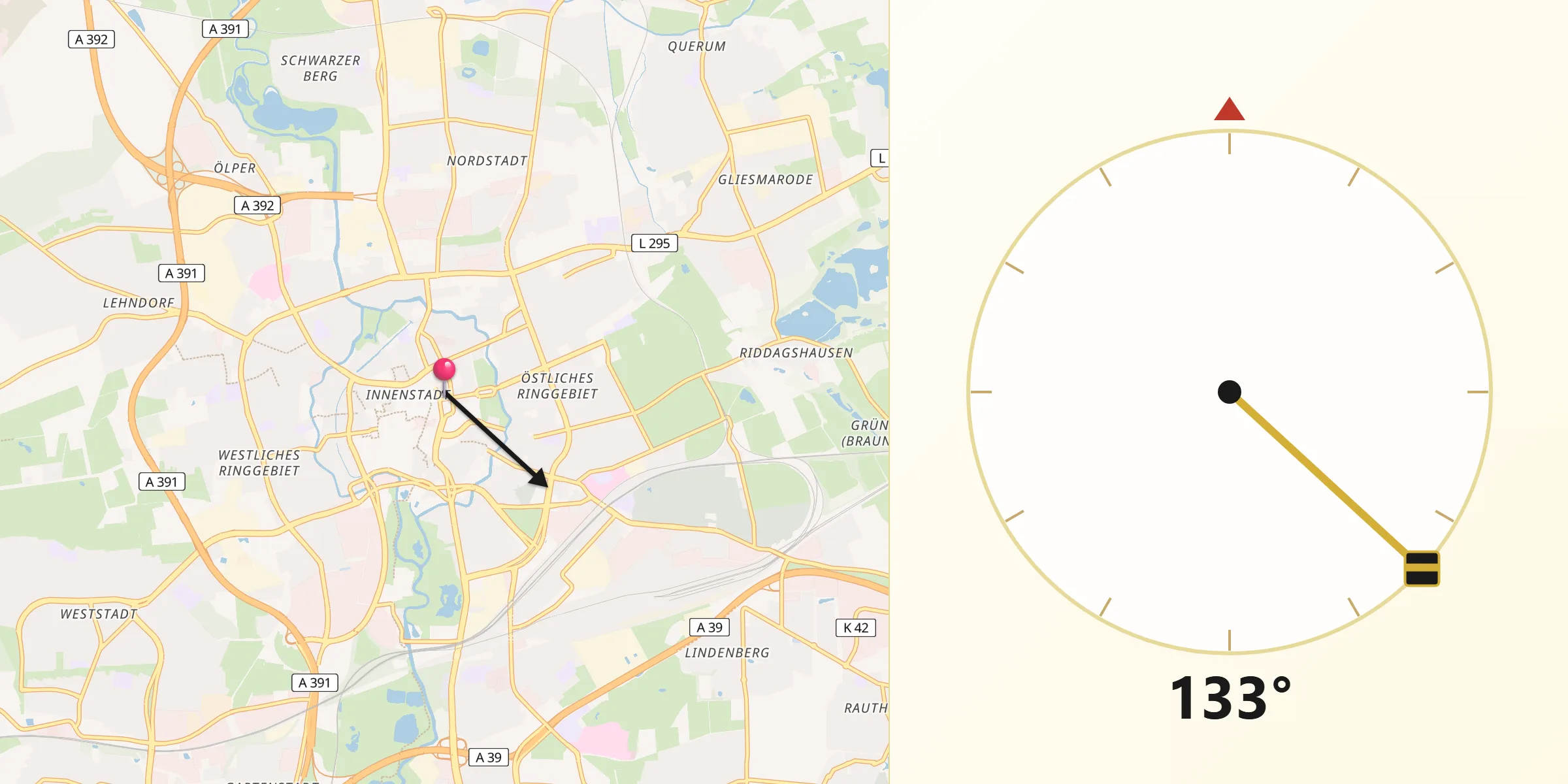 Direcția Qibla din Braunschweig