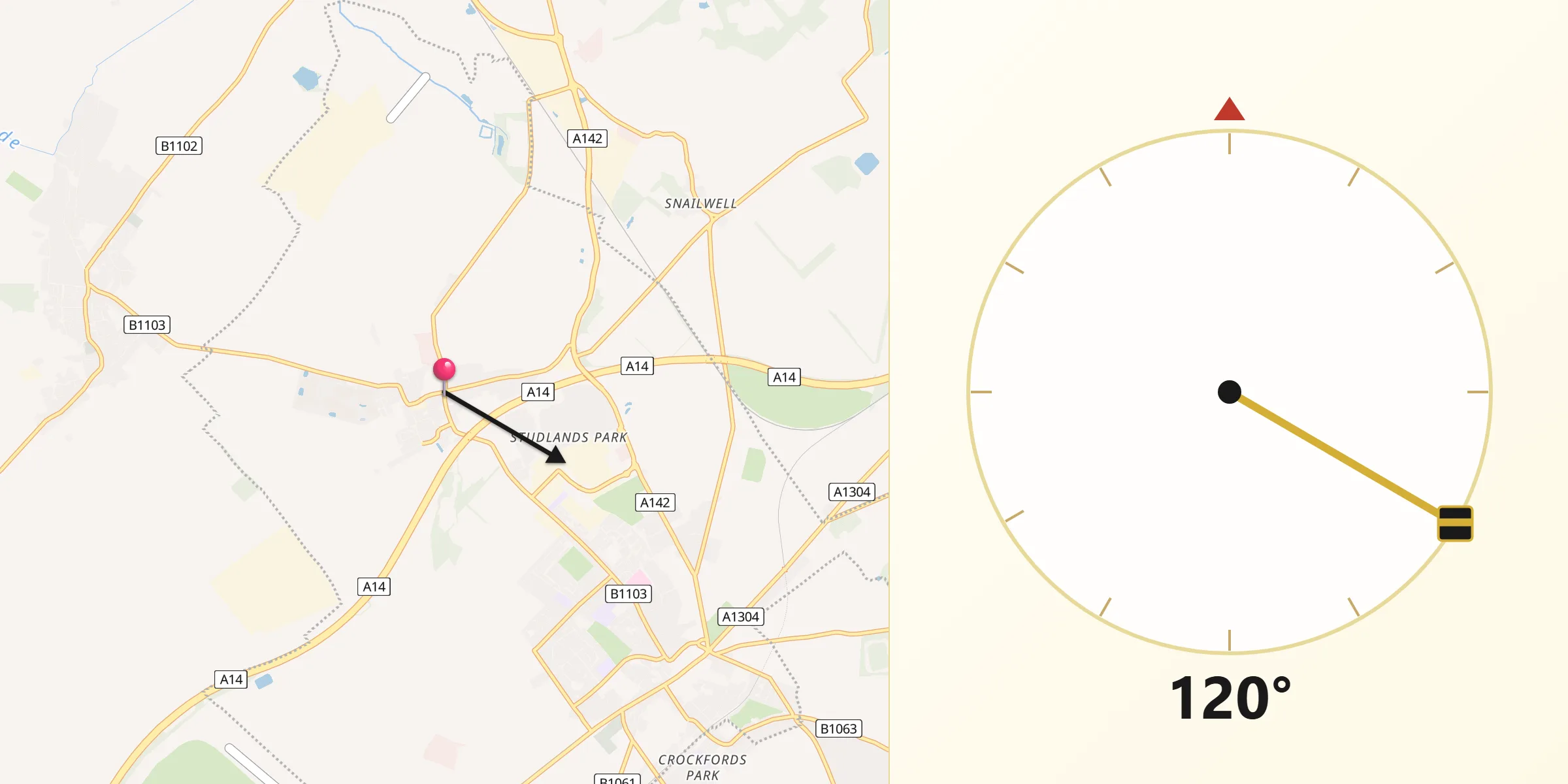 Qibla Direction from Exning
