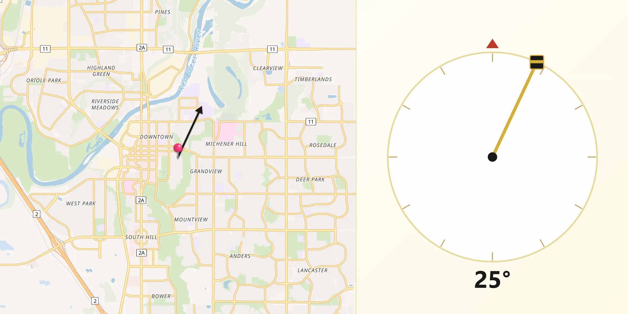 Qibla Direction from Red Deer