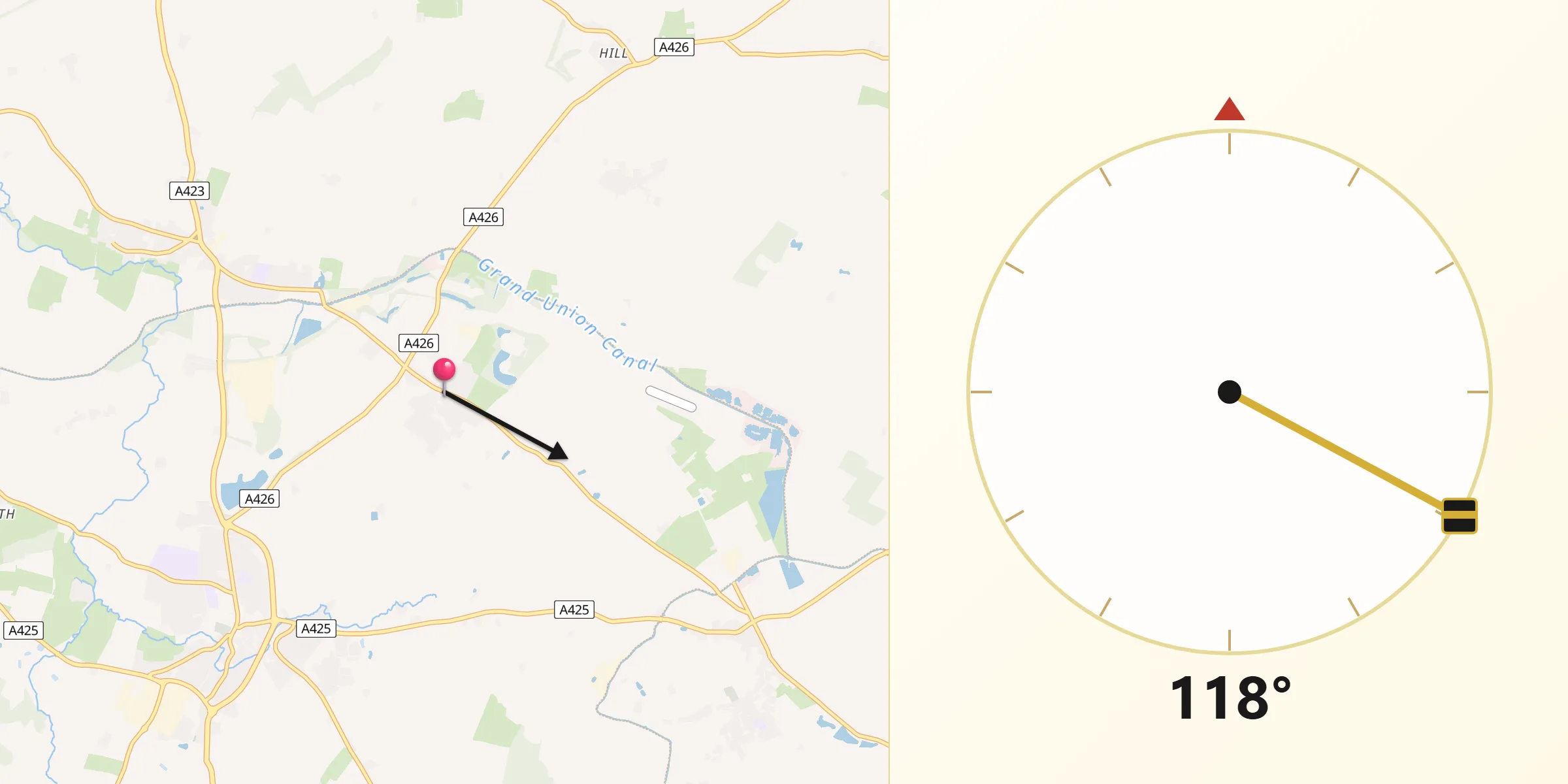 Qibla Direction from Stockton