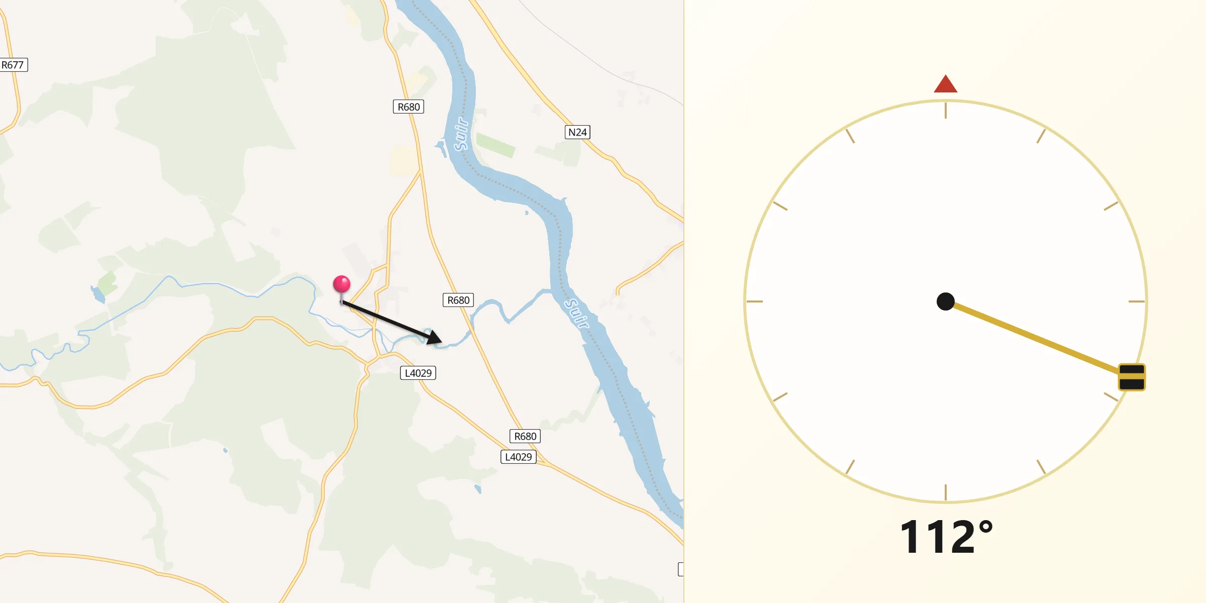 Qibla Direction from Portlaw