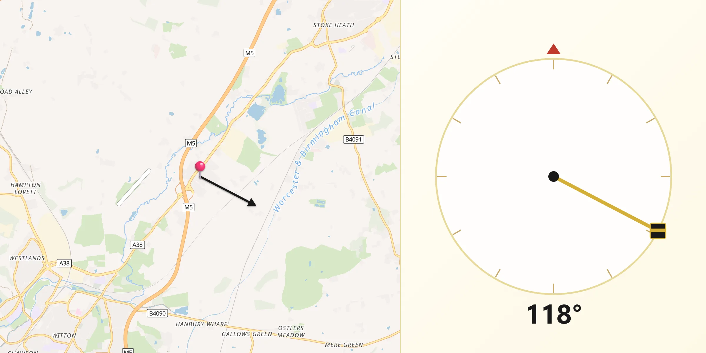 Qibla Direction from Wychbold