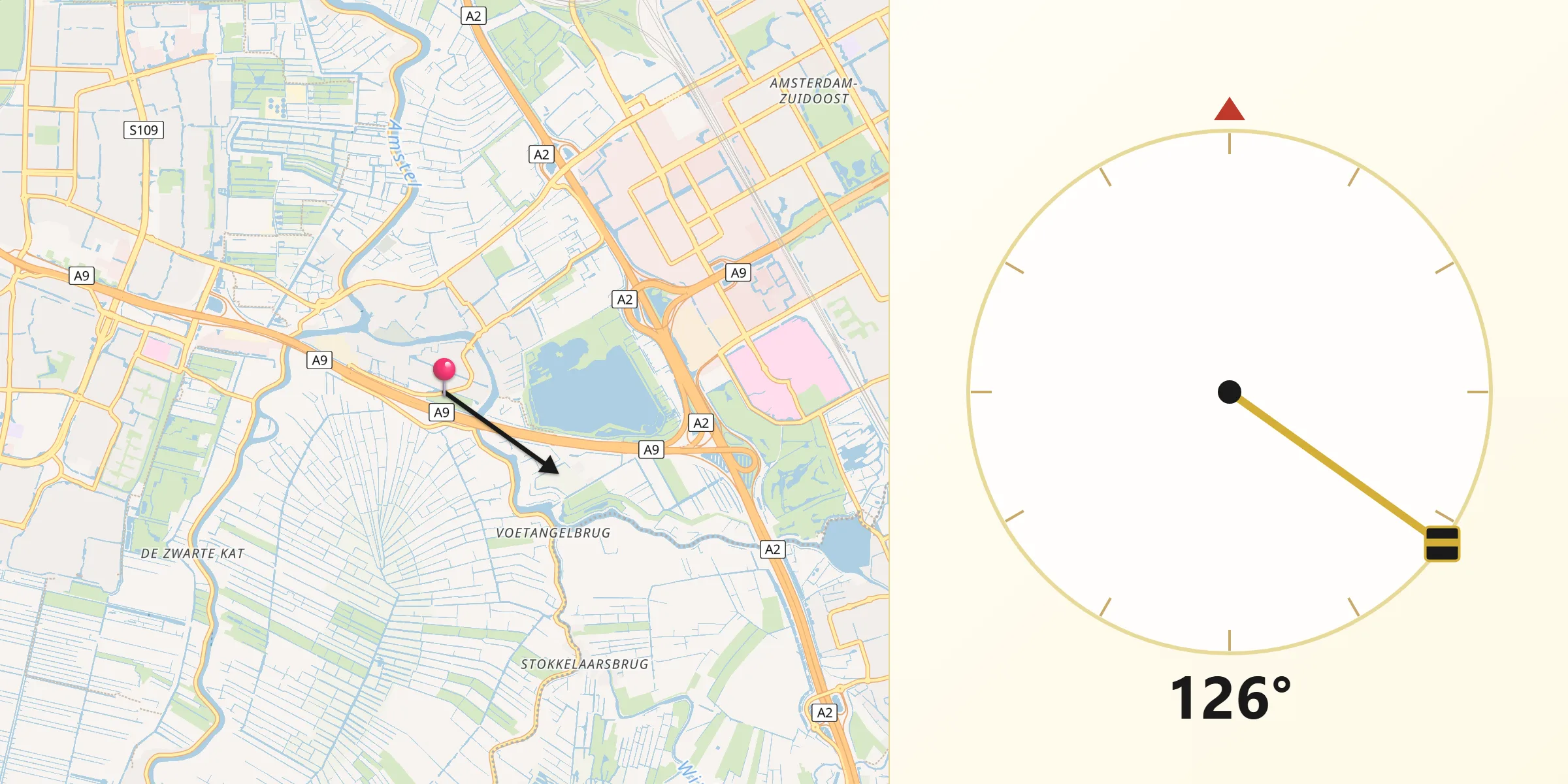 Qibla Richting vanaf Ouder-Amstel