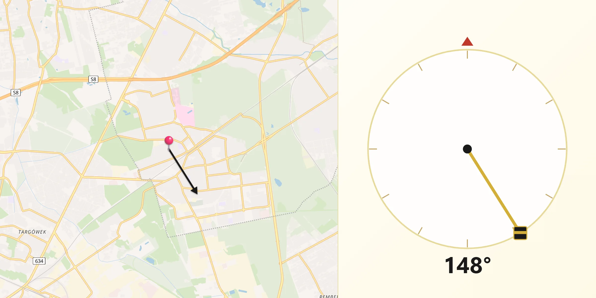 Kierunek Qibla z Ząbki