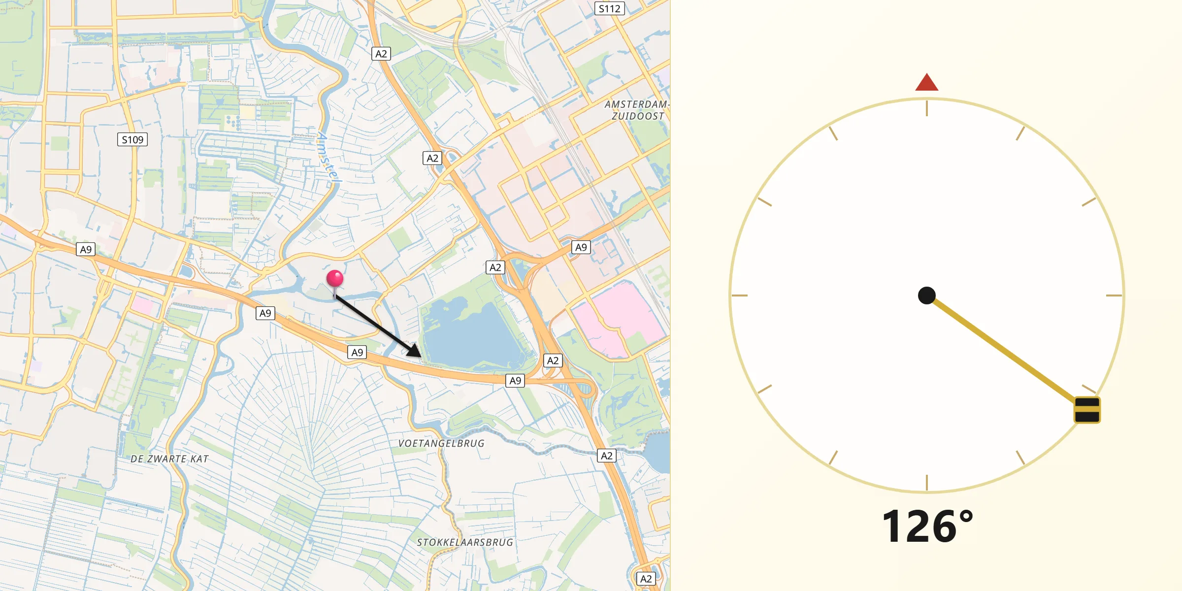 Qibla Richting vanaf Ouderkerk aan de Amstel