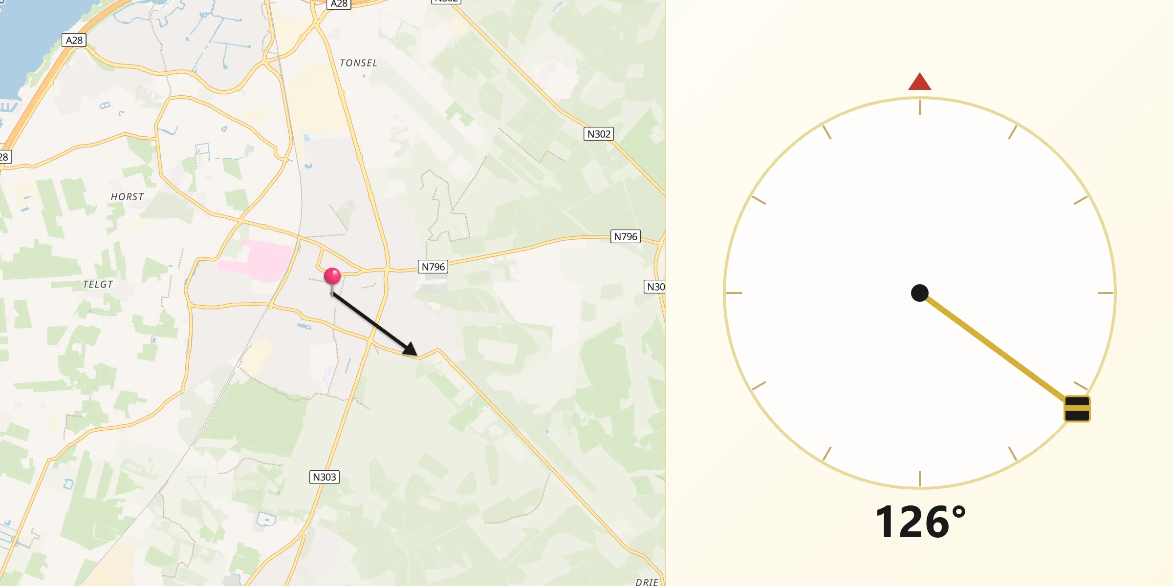 Qibla Richting vanaf Ermelo