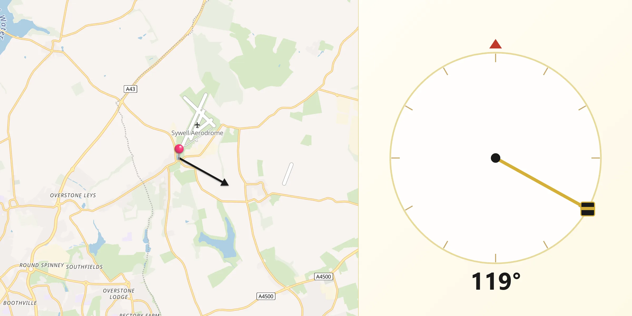 Qibla Direction from Sywell