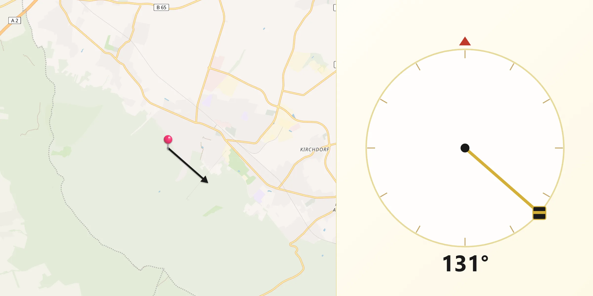 Qibla-Richtung von Barsinghausen