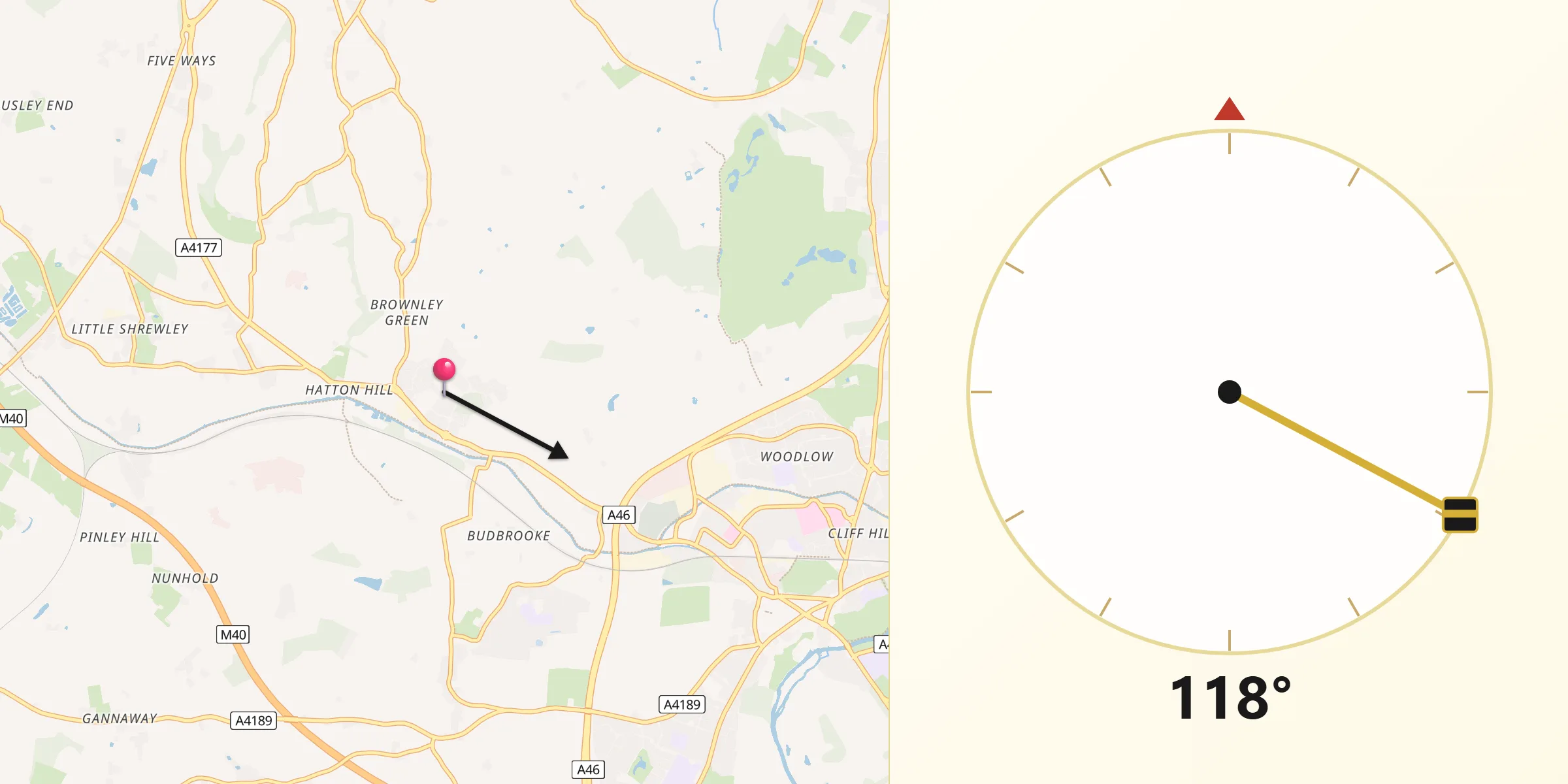Qibla Direction from Hatton