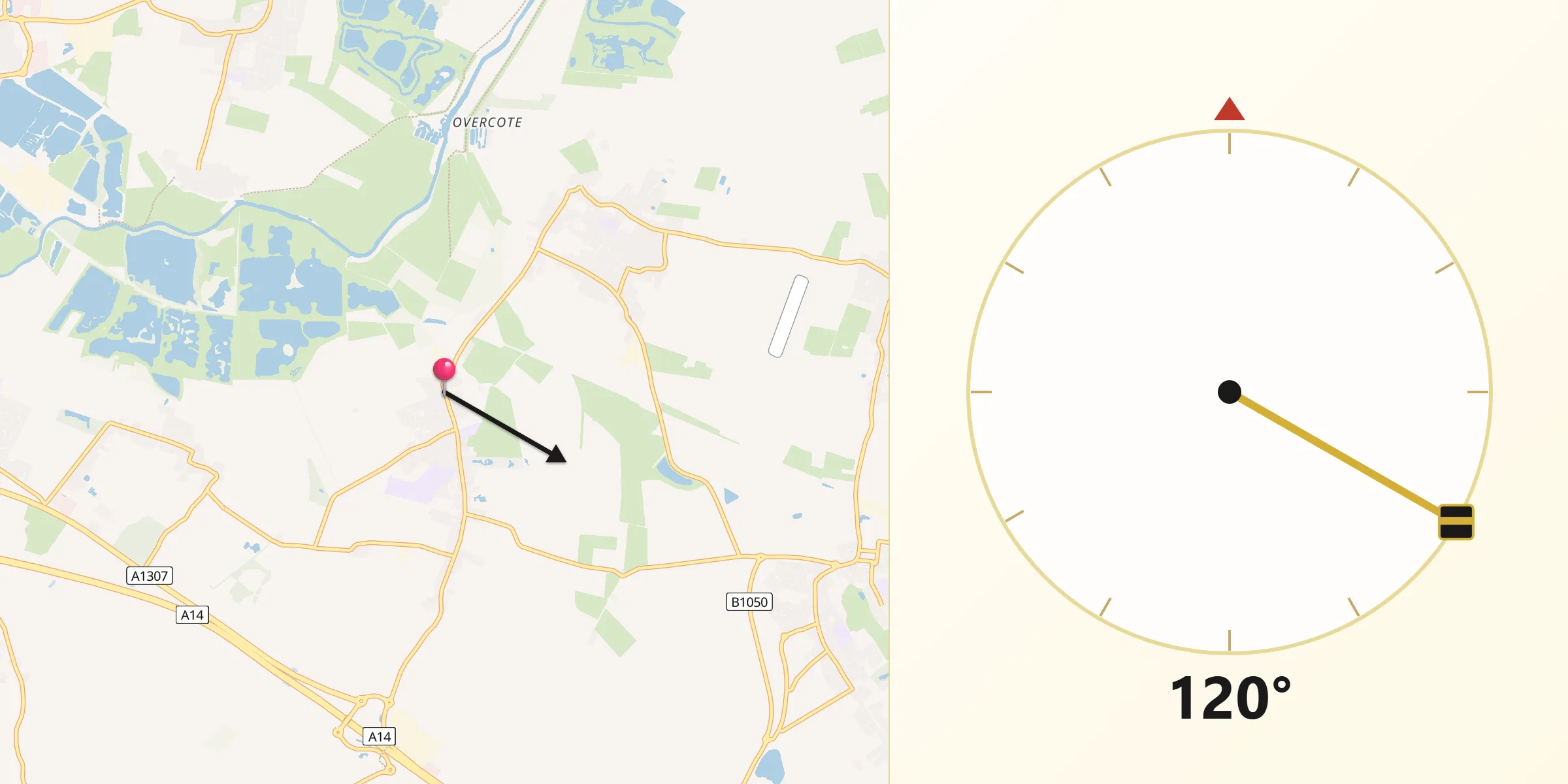Qibla Direction from Swavesey