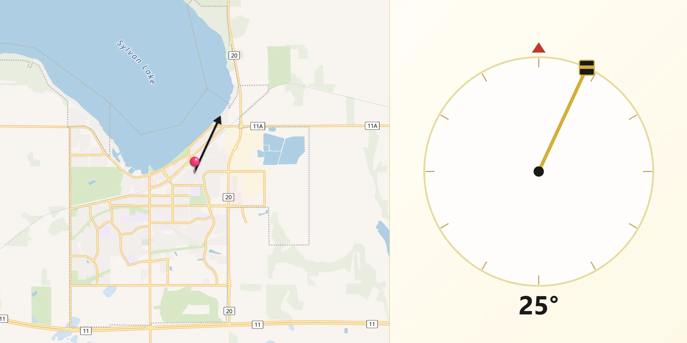 Qibla Direction from Sylvan Lake