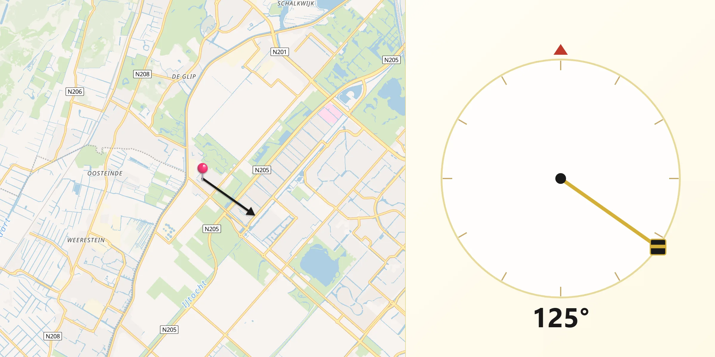 Qibla Richting vanaf Zwaanshoek